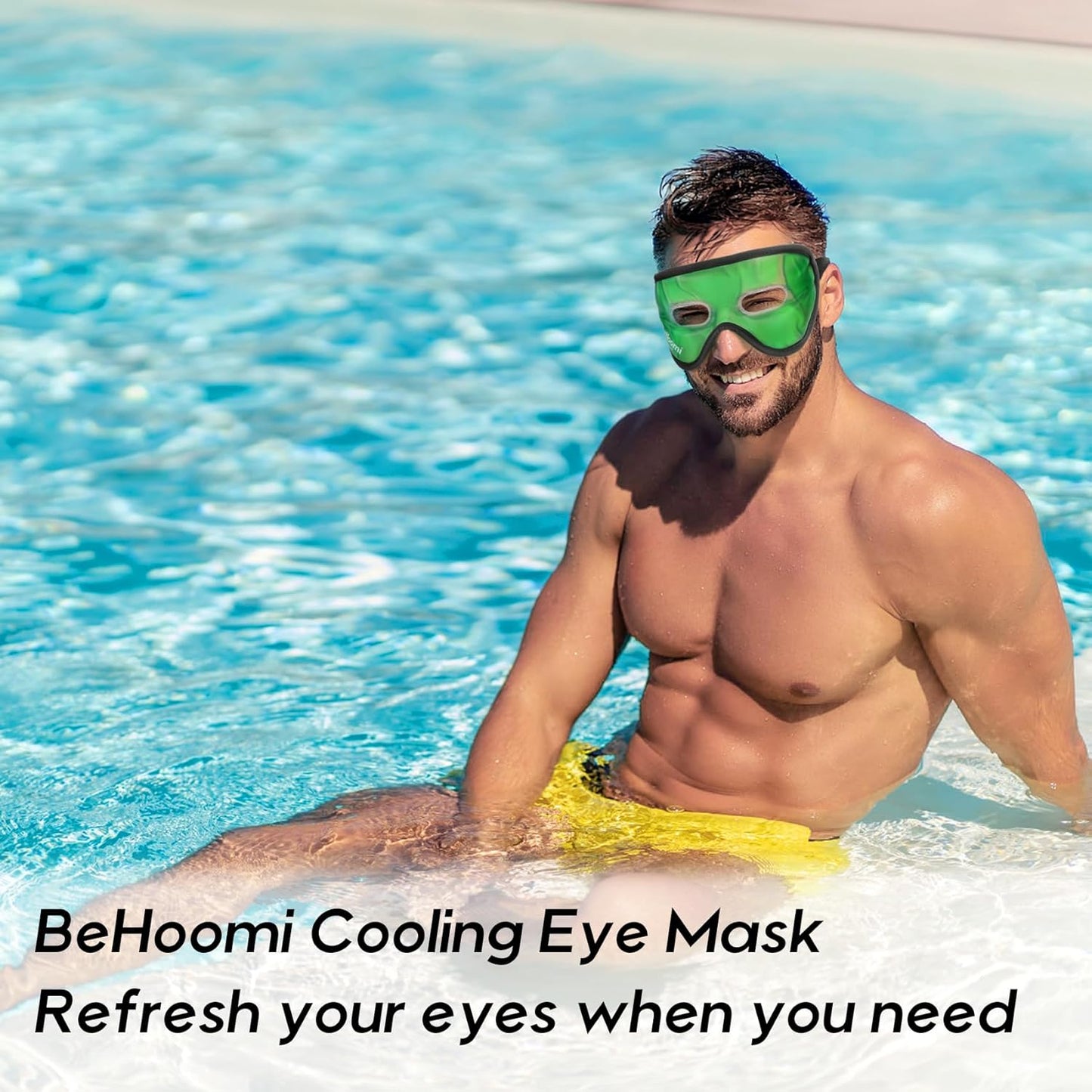 Cooling Eye Mask, Gel Eye Mask with Holes, Reusable Ice Mask, Cool Eye Ice Pack, Comfort Snug Fit, No Freeze, Cold Eye Compress for Home, Office, Relaxation, Morning Refreshment, Green