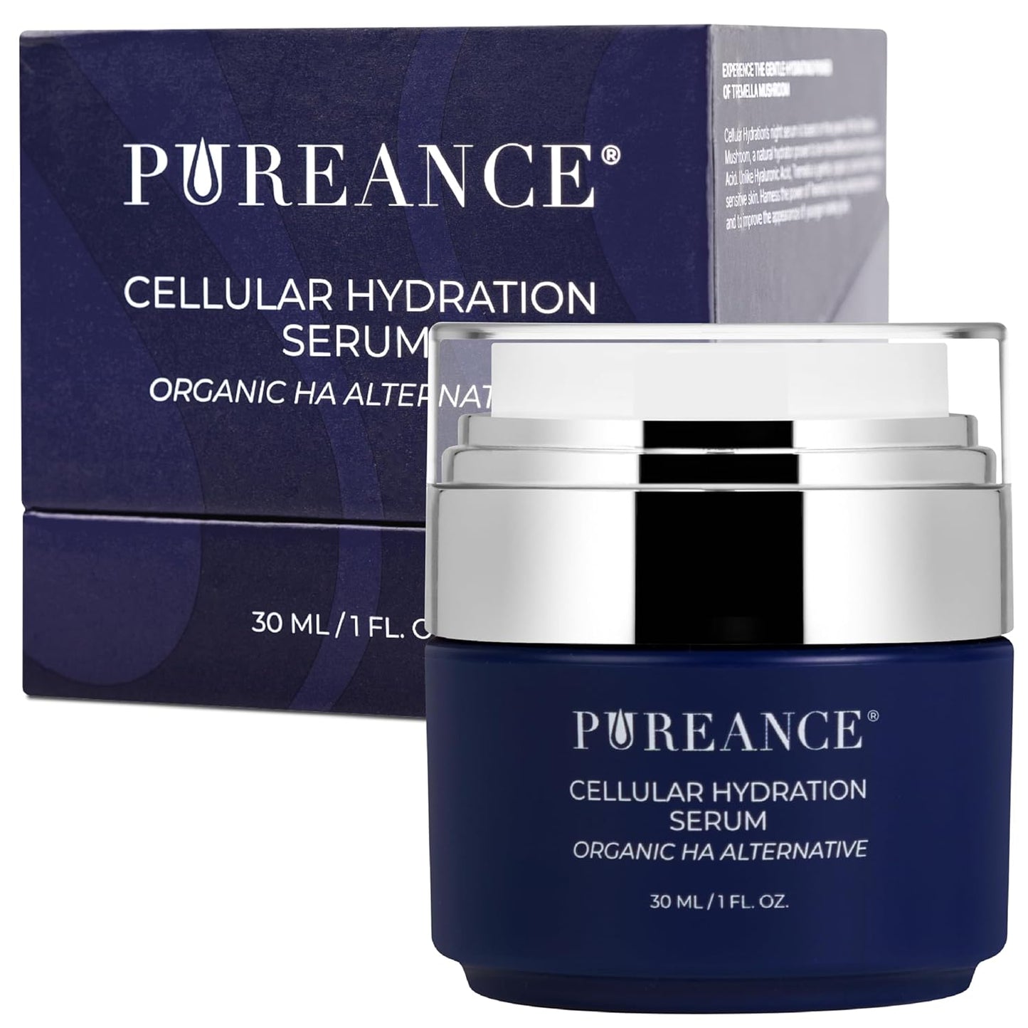 PUREANCE Organic Hydrating Serum for Face - Tremella Mushroom Stimulates Collagen and Cellular Growth, Hyaluronic Acid Serum Enhances Moisture and Nourishes Skin