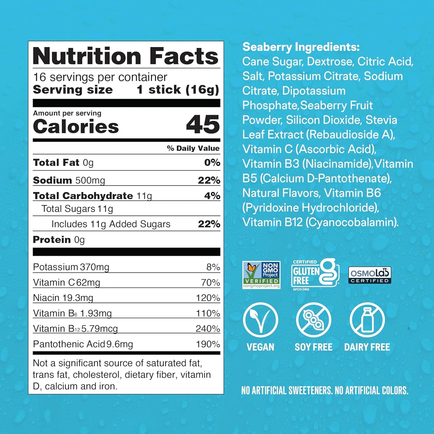 Liquid I.V.® Hydration Multiplier - Seaberry | Electrolyte Powder Drink Mix | 1 Pack (16 Servings)