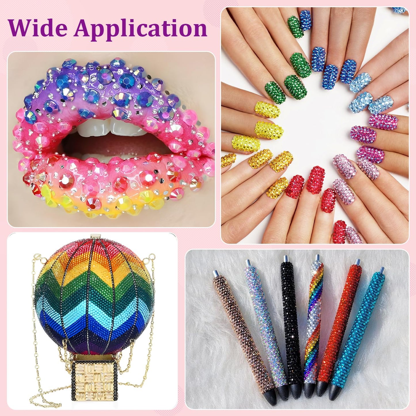 30000Pcs Resin Jelly Rhinestones with Tweezers for Crafting, Light Pink AB Flatback Gems, Bedazzling Crystal with 3Pcs 10ml B7000 Jewelry Glue for DIY Crafts Clothing Tumblers Shoes Fabric Nail Art