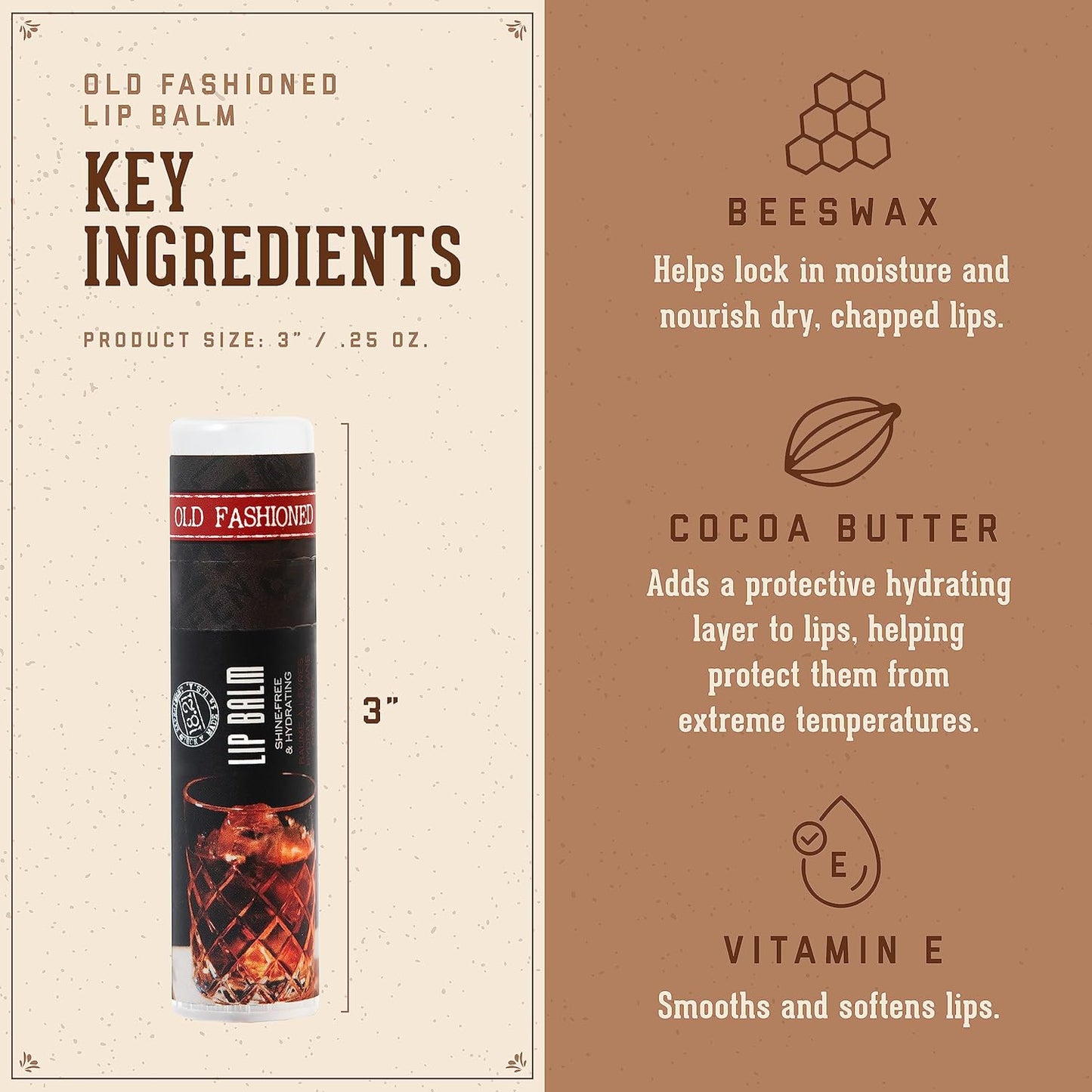 18.21 Man Made Lip Balm - Original Old Fashioned Flavor, Lip Protectant Hydrates & Moisturizes with Beeswax, Cocoa Butter & Vitamin E