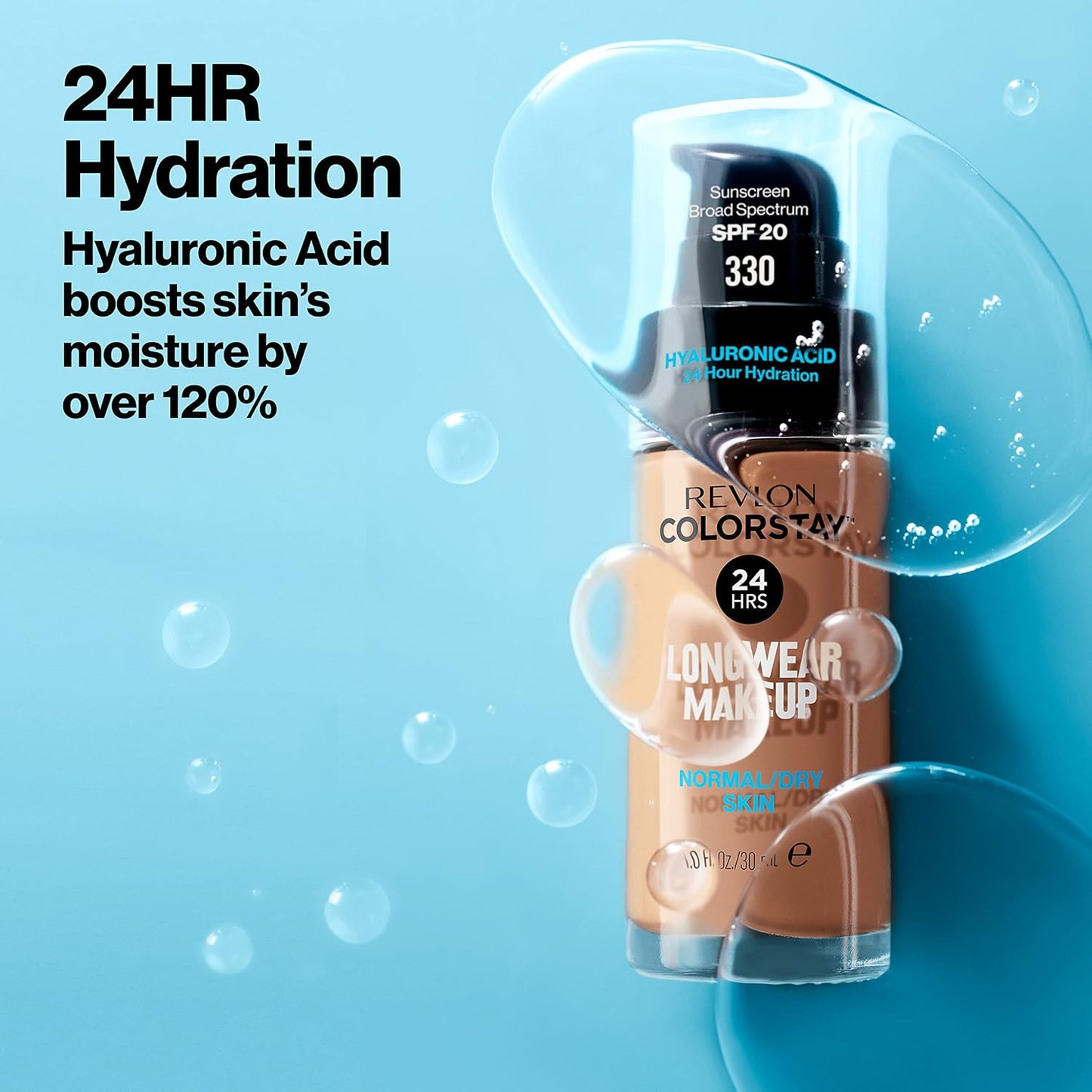 Revlon Liquid Foundation, ColorStay Face Makeup for Normal & Dry Skin, SPF 20, Longwear Medium-Full Coverage with Natural Finish, Oil Free, 600 Cinnamon, 1 Fl Oz