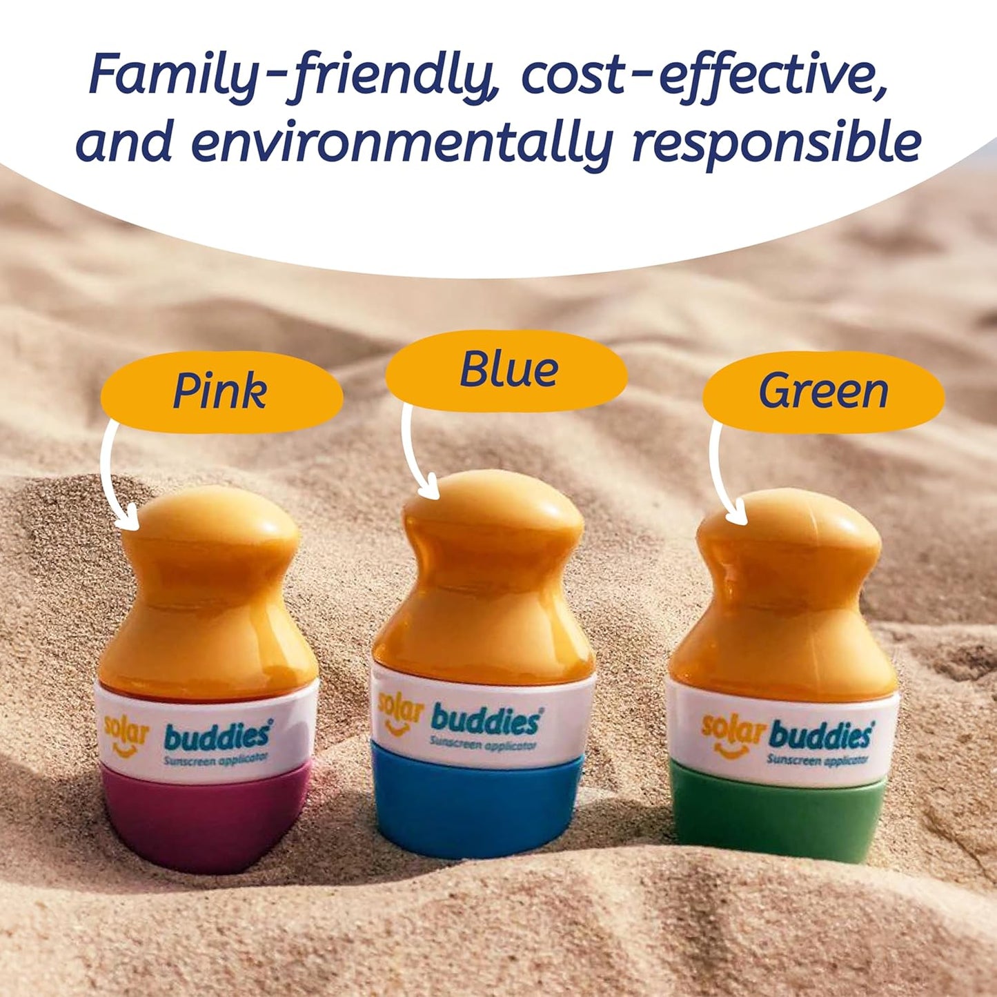 Solar Buddies Bag Bundle & Carabina Clip - Full Green - Refillable Roll on Sponge Sunscreen, Suncream & Lotion Applicator For Kids, Adults & Families - Holds 3.4fl oz, Perfect Size for Travel