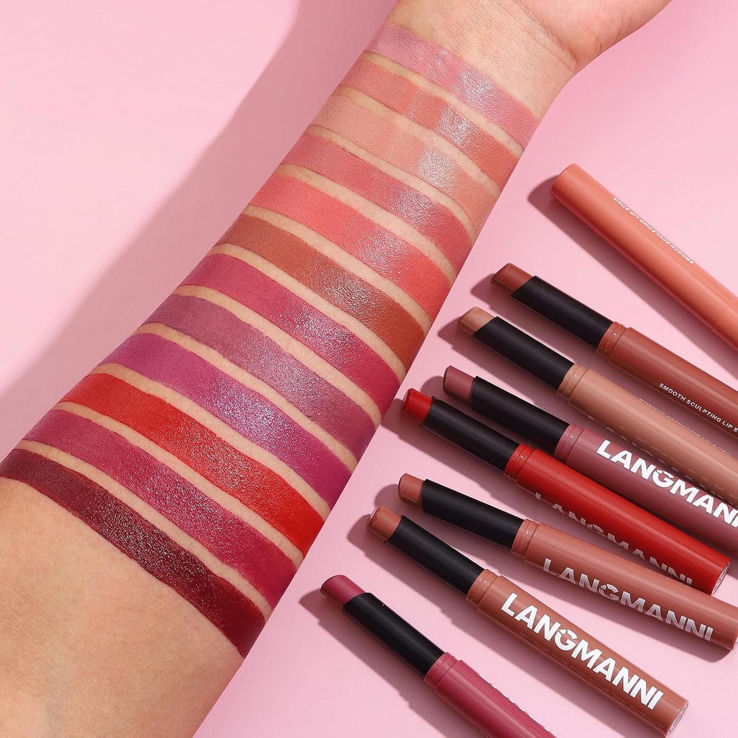 Jolilab 2Pcs Velvet Matte Lipstick Nude Matte Soft Dark Color Stick High Pigmented Long-Lasting Waterproof Lip Stick Lip Balm Beauty Cosmetics Gift for Girls and Women（01#+02#