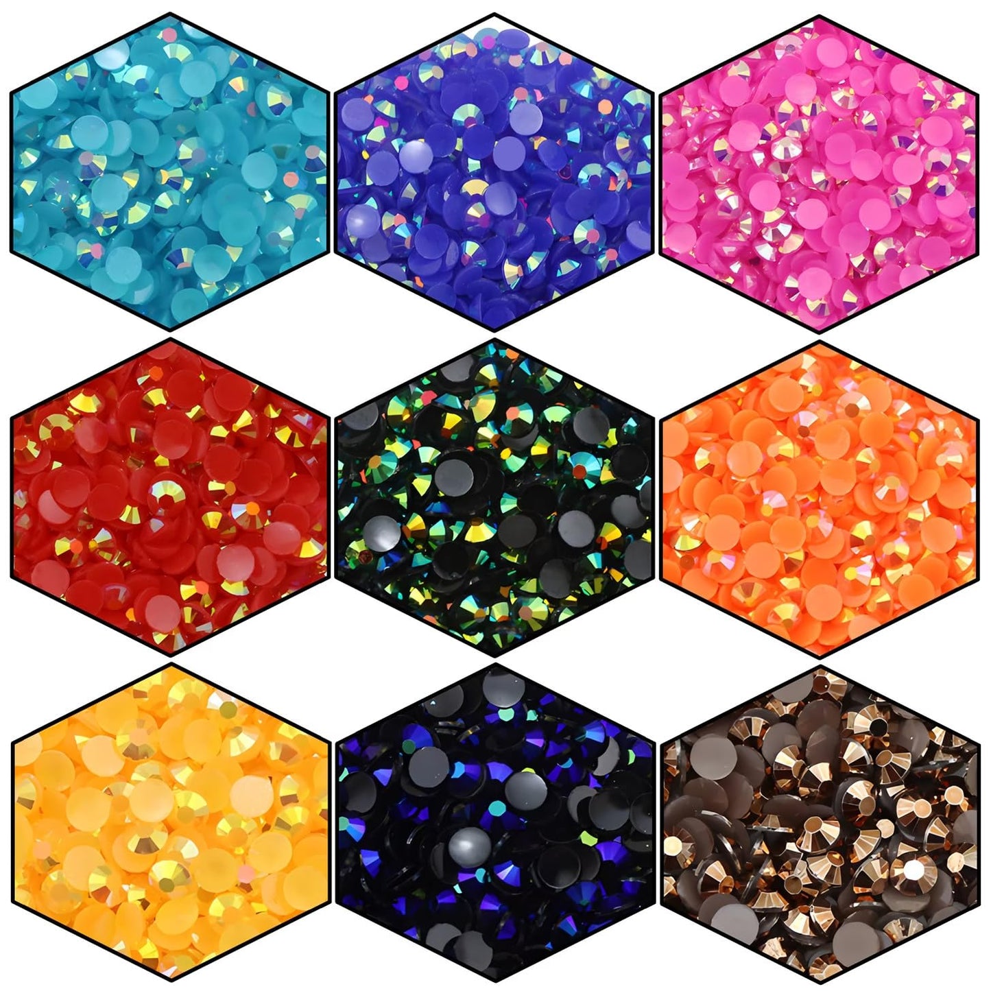 1440 Pcs SS20 5mm Flatback Rhinestones for Nails Art Crafts Glitter Round Shine Gems AB Crystals DIY Clothes Shoes （Black-Bottom Purple Red AB）