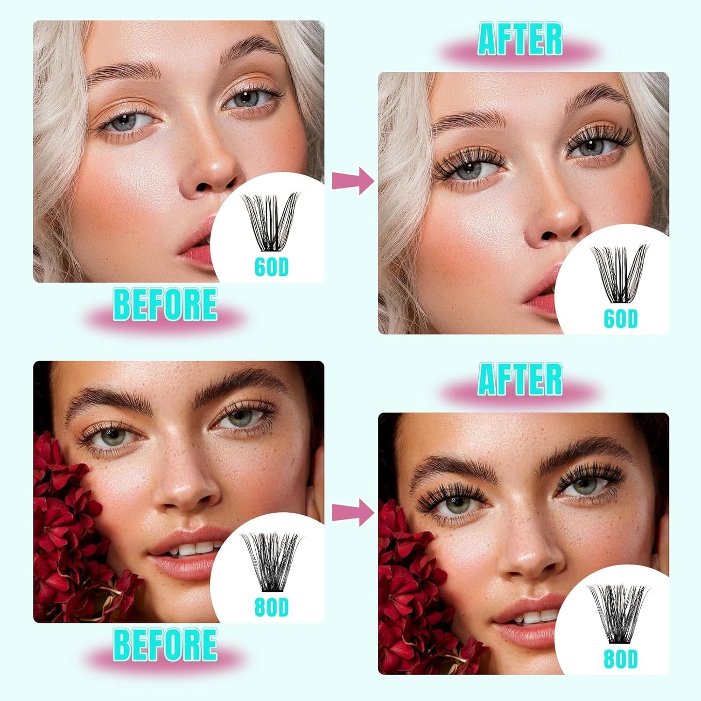 Lash Clusters Wispy 280PCS Eyelash Extension 60D 80D Cluster Lashes Individual Lashes DIY Lash Extension Natural Look Cluster Eyelash Extensions Soft False Eyelashes at Home for Beginners(D-Mix8-16mm)