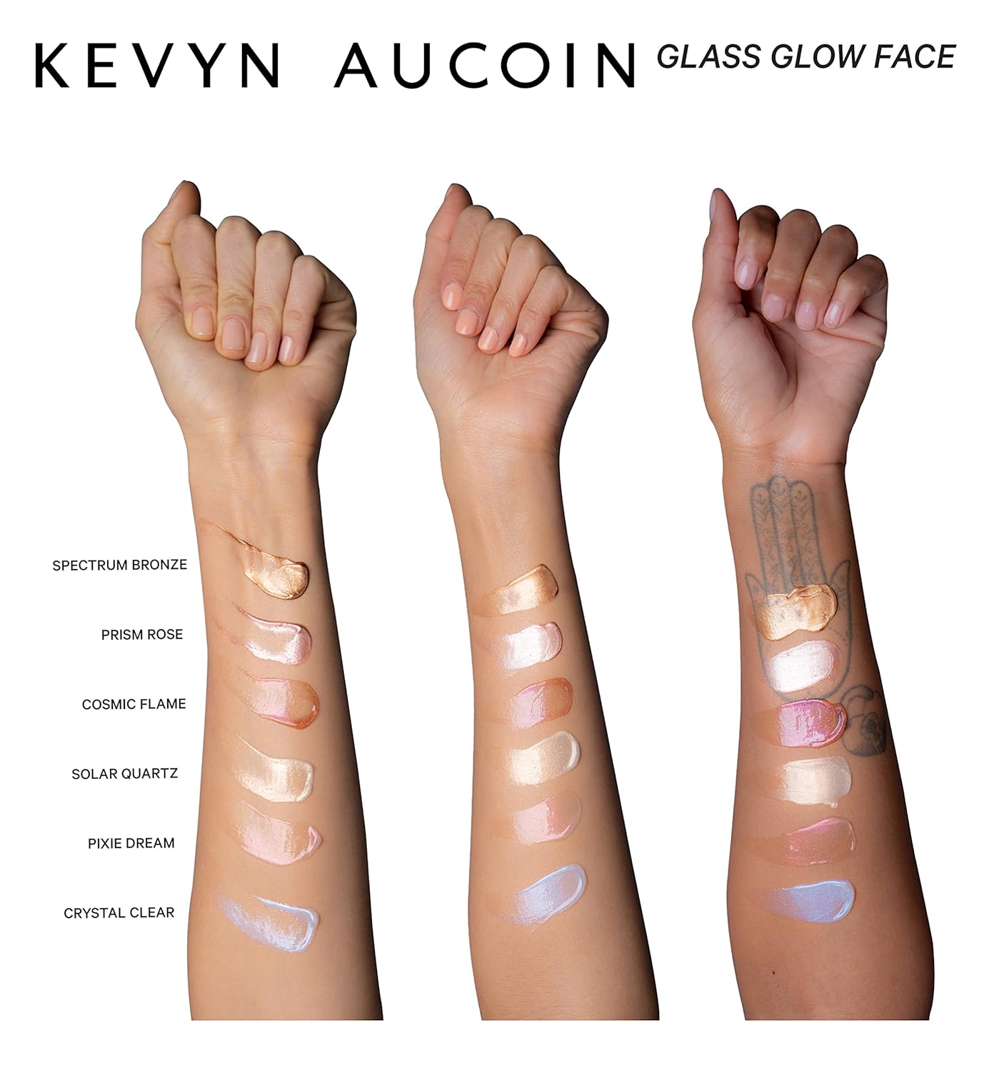 Kevyn Aucoin Glass Glow Face, Crystal Clear: Multi-purpose universal dewy highlighter for face and body. Creates glowing youthful-looking hydrated skin with a glassy complexion. Makeup artist go to.