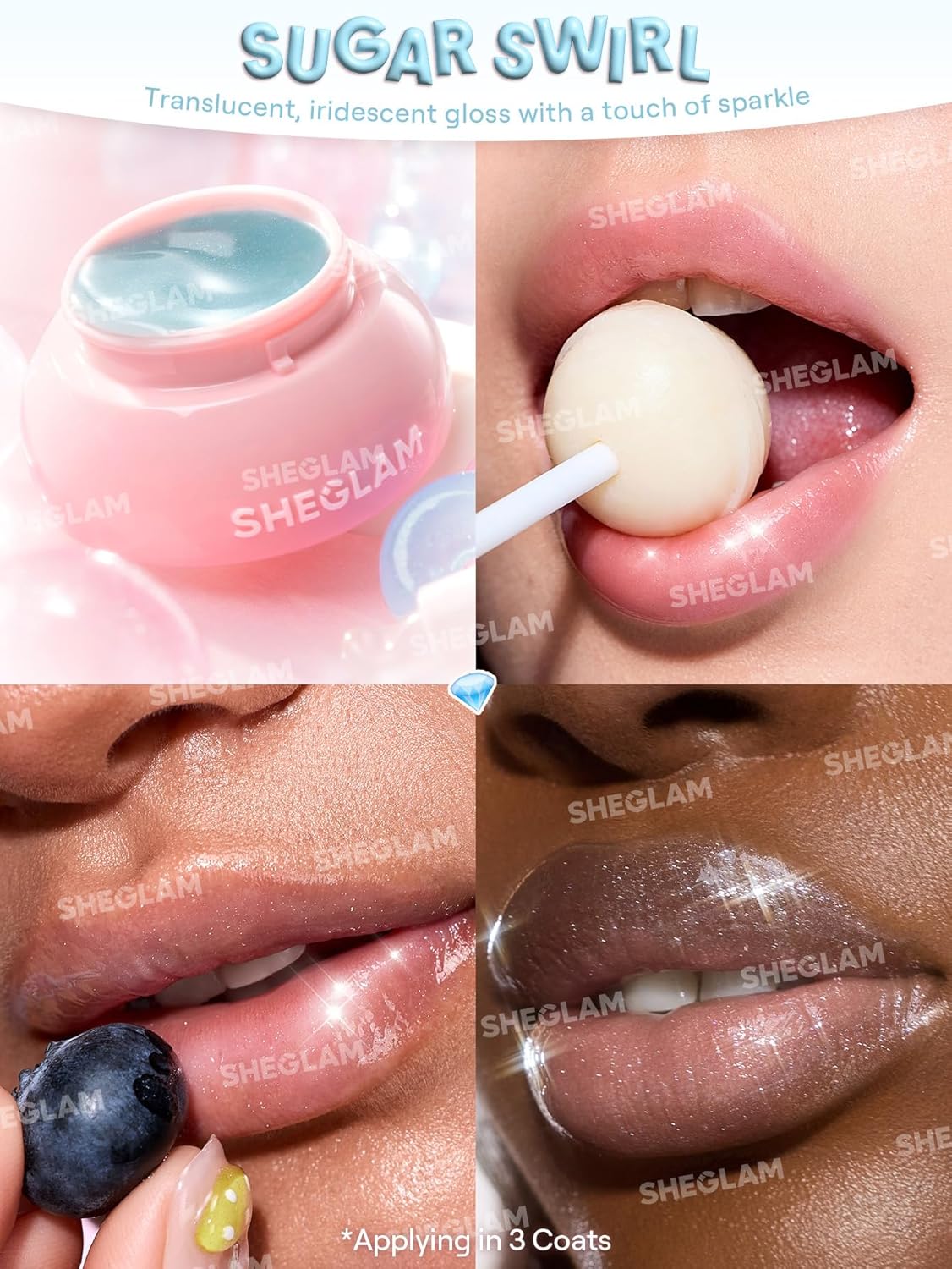 SHEGLAM Hydra Jelly Pocket Lip Jam Hydrating Nourishing Lip Gloss Moisturizing Lip Makeup-Sugar Swirl
