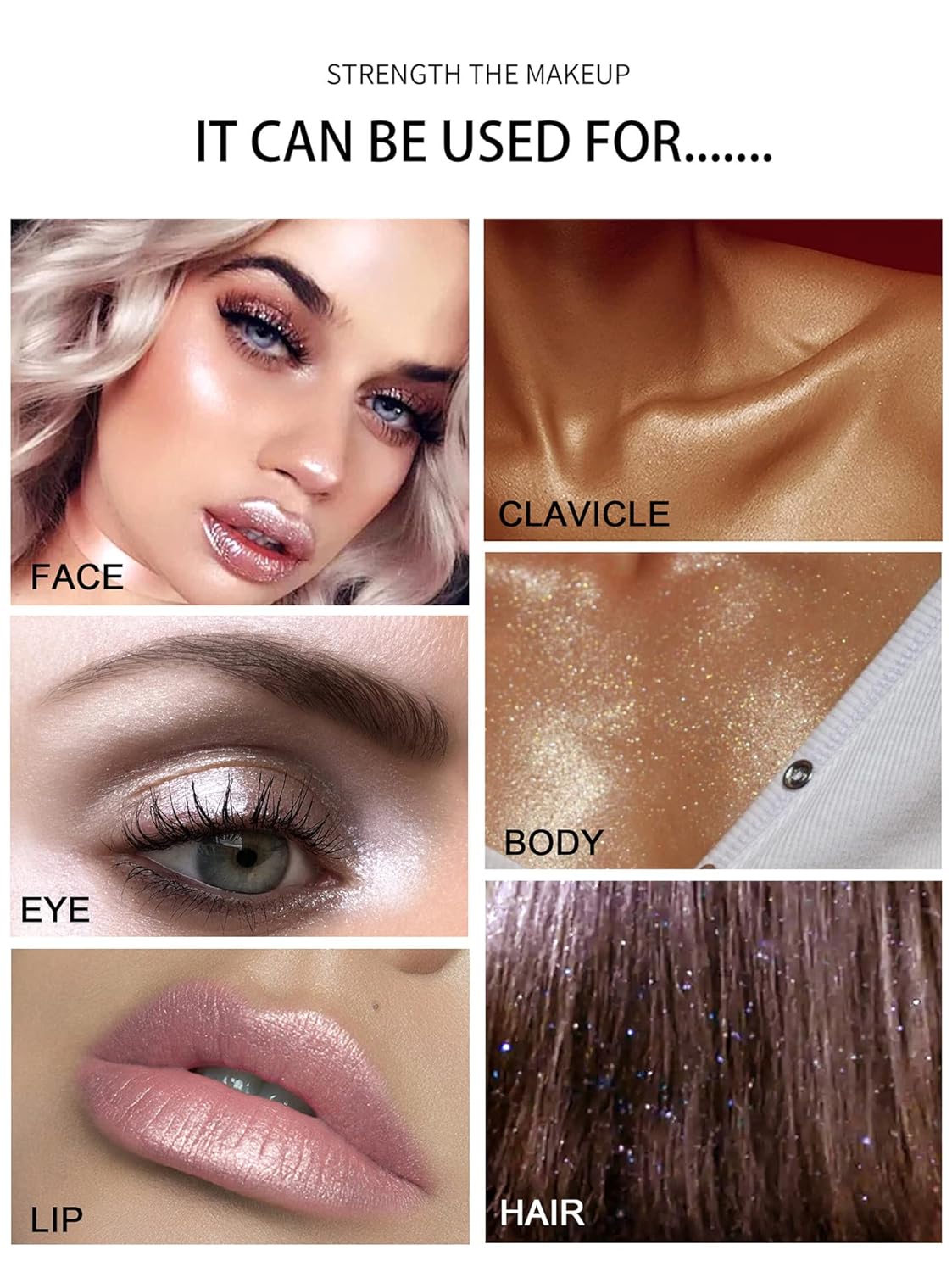 Glitter Powder Highlighter Makeup, Body Brightens the Natural Three-Dimensional Face Blusher Fairy Highlight Patting Powder. (3 Colors(1#.4#.5#))