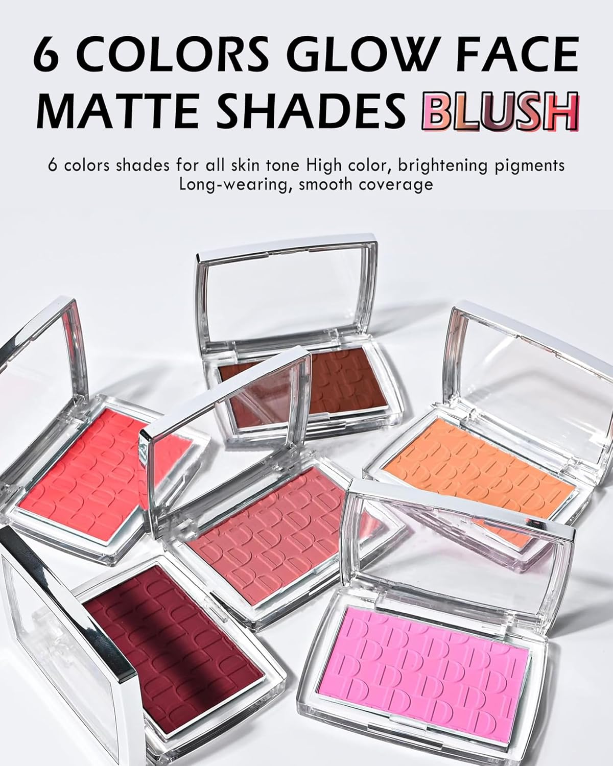Powder Blush Palette, Matte Powder Makeup Blush for Cheeks, Natural Glow Face Blush Contour Palette, Lightweight, Smooth, High Impact Buildable Color, Long-lasting All-Day Face Enhancing -#Mahogany
