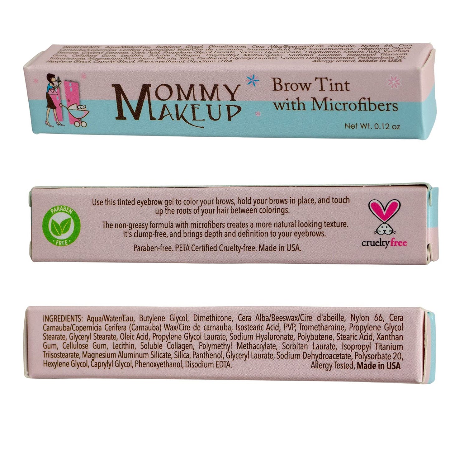 Brow Tint with Microfibers - 4-in-1 Tinted Eyebrow Gel to Groom, Hold, Sculpt & Color Your Brows, Covers Gray Hair - Water Resistant, Clump-Free, Long Lasting (Cool Brunette) by Mommy Makeup