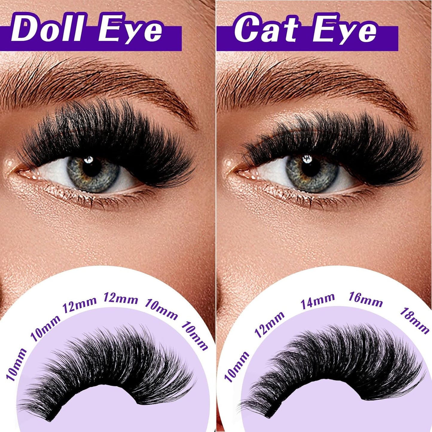 B&Qaugen Lash Clusters 3D Thick Eyelash Clusters 280pcs Cluster Eyelash Extensions 10-18mm 100D Wispy Individual Lashes Volume Lash Clusters DIY Lash Extensions at Home (100D-MIX10-18mm), Black