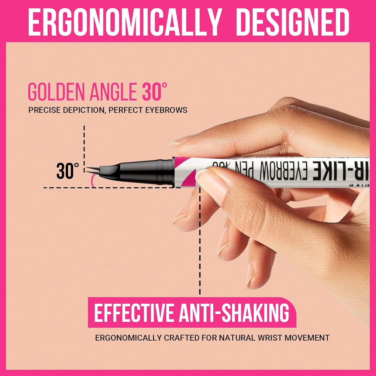 iMethod Curved Eyebrow Pen - 2-in-1 Dual-Ended Eyebrow Pencil with Curved Tip and Precise Brush-Tip, Microblading Pen for Natural Hair-Like Brows, Long Lasting, Black