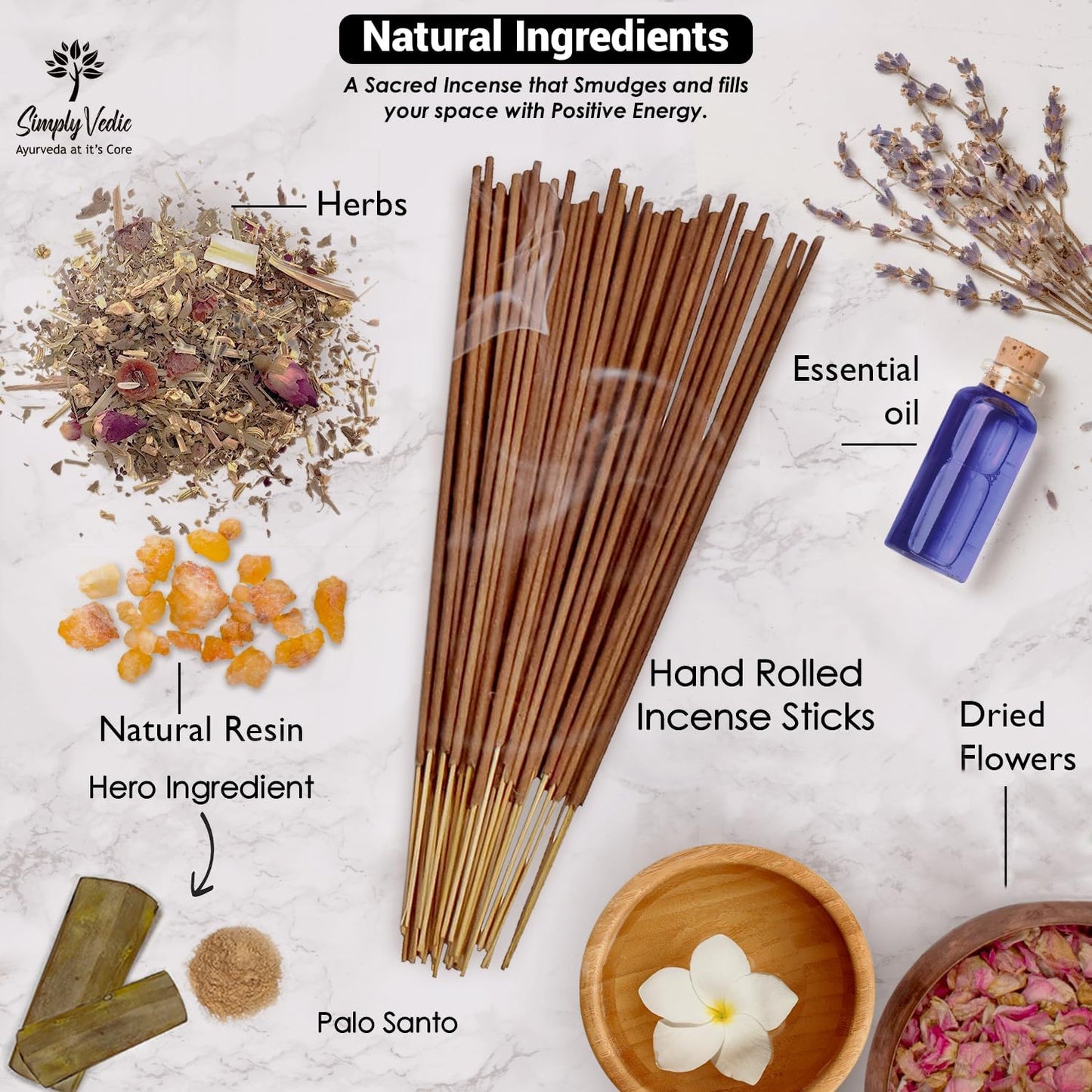 Palo Santo Incense Sticks – 250g Pack (Approx. 135 Handmade Agarbatti + Free Holder) | Natural & Charcoal-Free | 45-Min Burn for Meditation, Yoga, Aromatherapy, Energy Cleansing