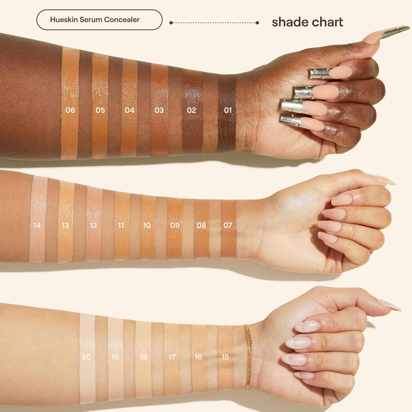 Live Tinted Hueskin Serum Concealer - Medium-to-Full Coverage Concealer with Niacinamide, & Hyaluronic Acid for Dark Circles, Fine Lines & Wrinkles, Buildable Long-Lasting Formula, 0.35 oz Shade 10