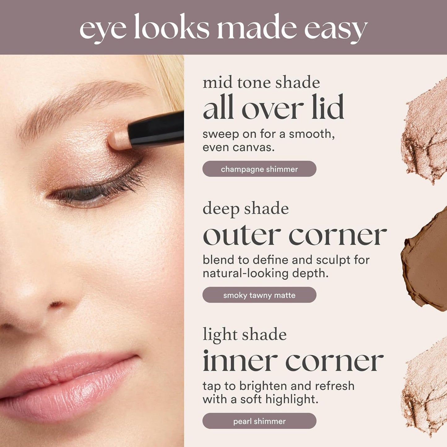 Julep Eyeshadow 101 Cream-to-Powder Waterproof Shadow Stick – Rose Shimmer – Long-Lasting, Crease-Proof, Pearlescent Rose Shimmer Cream Eyeshadow with Built-in Smudger