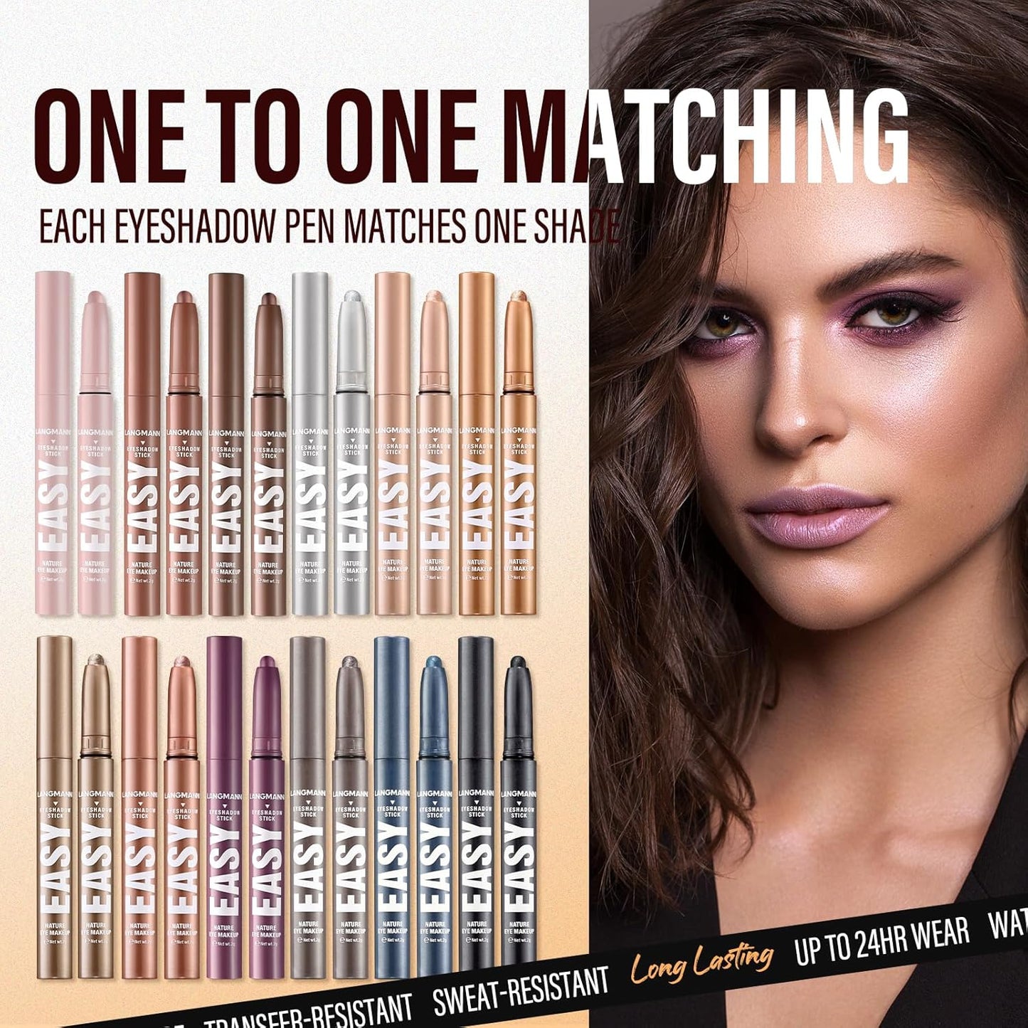 Jolilab Eyeshadow Stick Set, 2 Colors Matte Professional Bright-Colored Contouring and Highlight Stick, Waterproof Long Lasting High Pigmented Eye Shadow. (2, 06+07 2pcs)