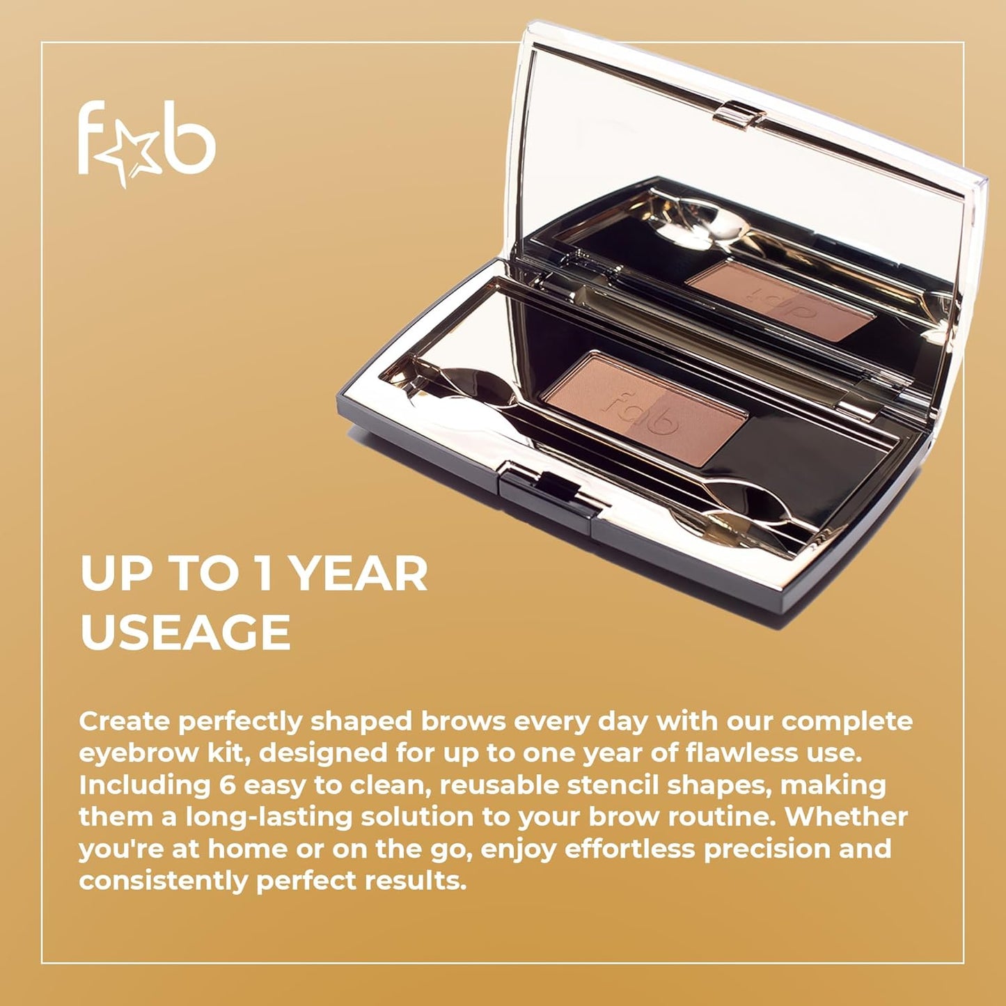 Duo Eyebrow Kit, Ultimate Brow Stencil Kit with Compact Powder Mirror and Eyebrow Shaper, Waterproof Eye Makeup Contour Palette Set for Eyebrow, Eyebrow Cosmetics, (Slate / Black)