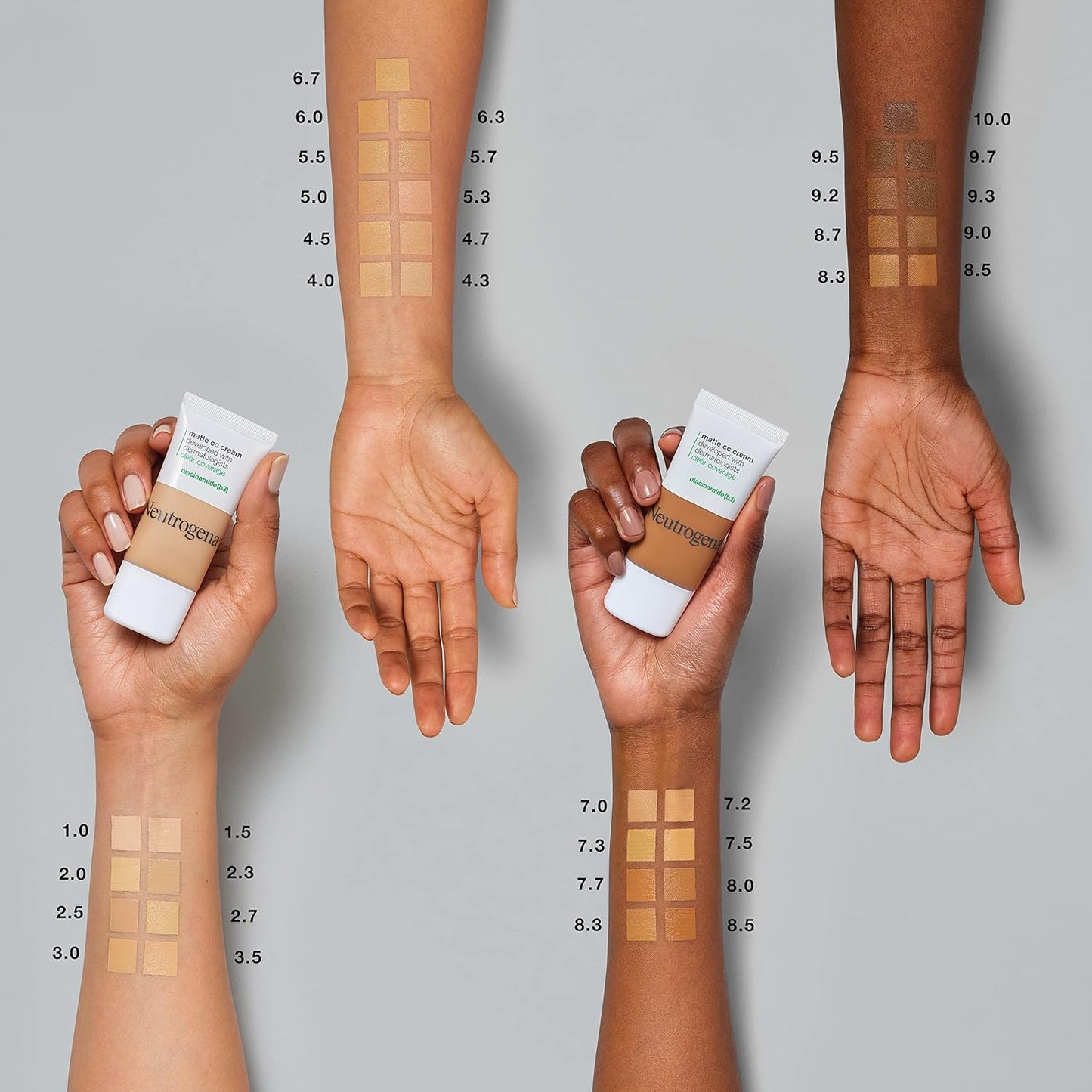 Neutrogena Clear Coverage Flawless Matte CC Cream, Full-Coverage Color Correcting Cream Face Makeup with Niacinamide (b3), Hypoallergenic, Oil Free & Fragrance Free, Truffle, 1 oz