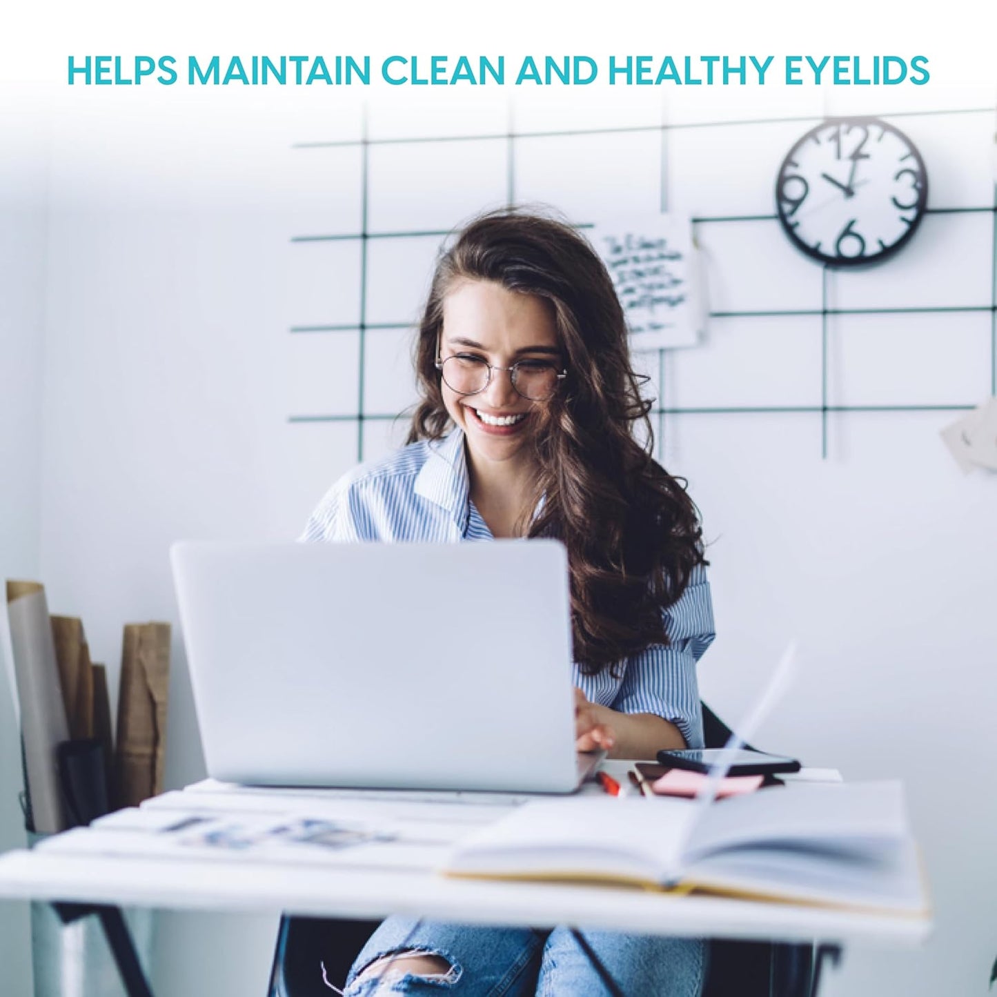 Clear C Eyelid Wipes Pre-Moistened for Dry Eyes – Rinse Free Eye Lid Cleaning Wipes – Individually Wrapped Travel Eye Wipes, 3 Boxes of 30