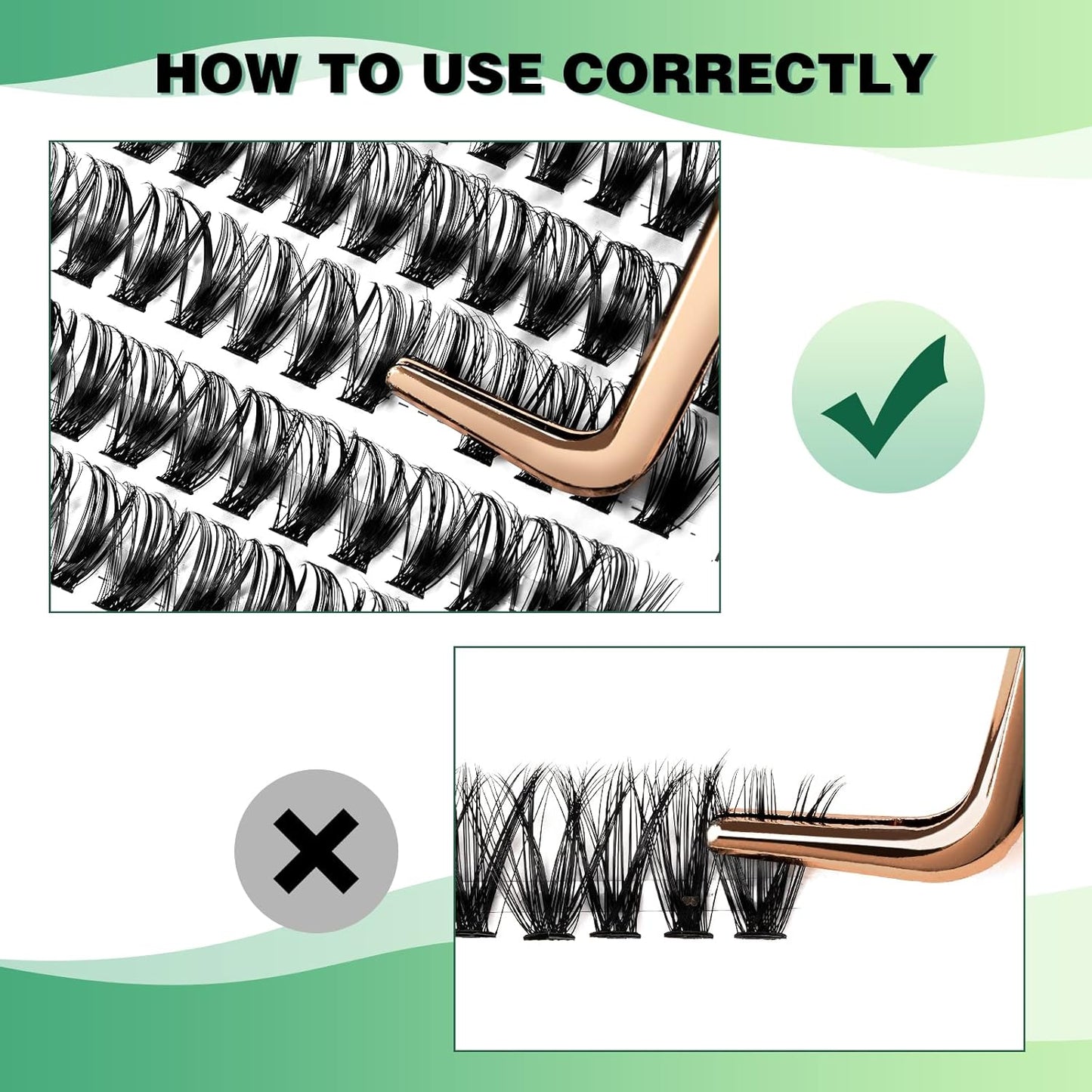 Lash Clusters 300pcs Individual Lashes 40D 0.07D Curl 14mm DIY Eyelash Extension KEYYOU Large Tray Volume Soft&Natural Eyelash Clusters(40D-0.07D,14）