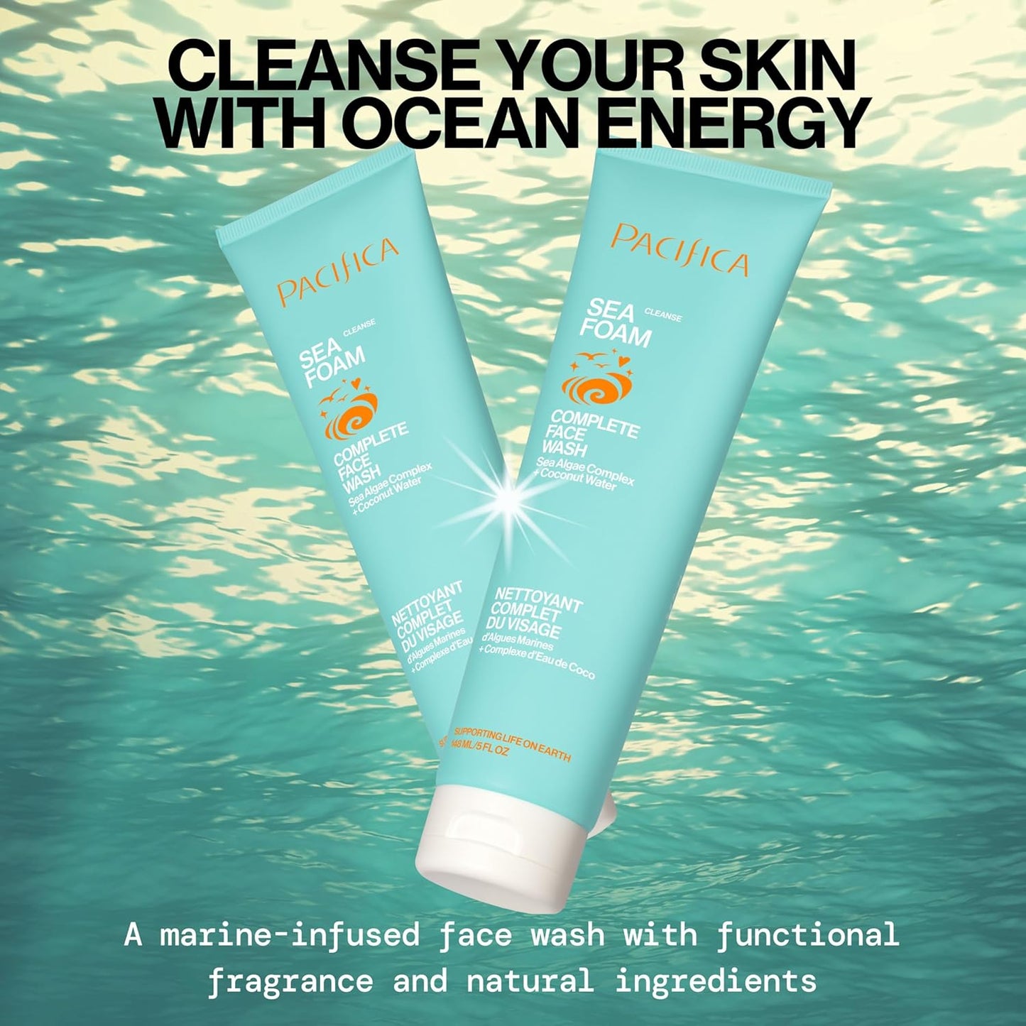Pacifica Face Wash Set - Preppy Skincare Gift Set Value Kit for Holidays | Brightens, Tones and Deep Cleans |Glow Baby, Kale Detox and Sea Foam | 3 Pack