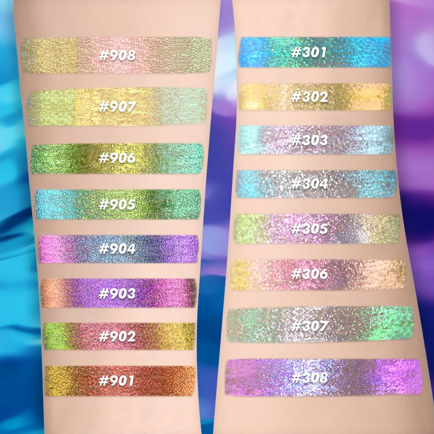 CHARMACY Chameleon Liquid Glitter Eyeliner, Highly Pigmented, Metallic Intense MultiColor Shifting waterproof Eyeliner, Ultra-Fine Tip, Longwearing, Smudge-proof,BROWN GOLD GREEN 901
