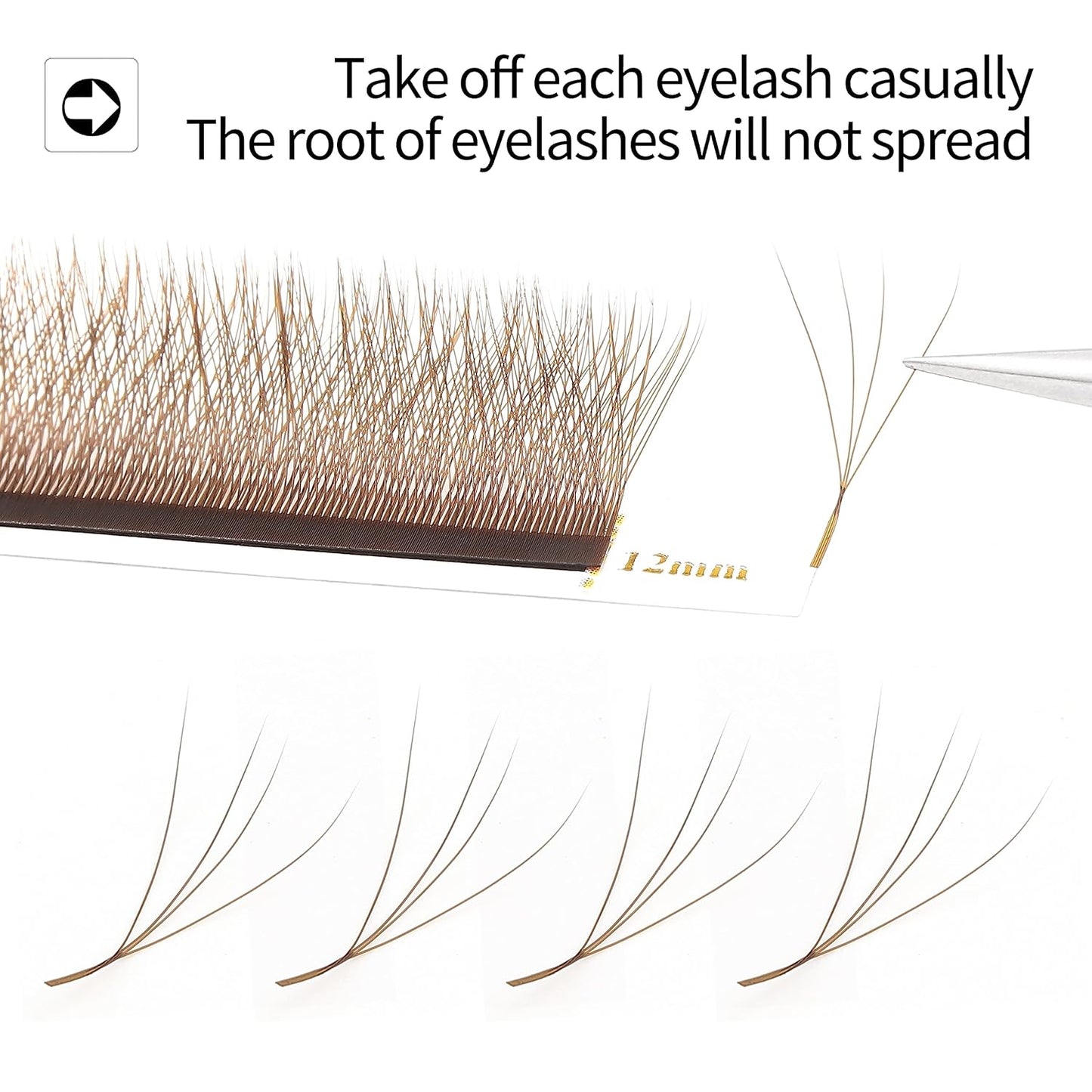 Lash Extensions Brown 4D W Eyelash Extensions W Shape 0.07mm Thickness D Curl 9mm Premade Fans Lashes Colored Lash Extension Volume Lashes Individual Lashes(W-Brown-4D-0.07-D,9mm)
