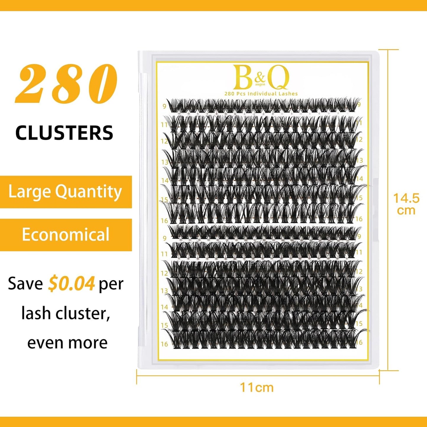 B&Q Lash Clusters 280PCS Eyelash Clusters, 40 50 D 9-16MIX Individual Lash Comfortable Eyelash Extension, Classic Look Pestañas Postizas (4050D)