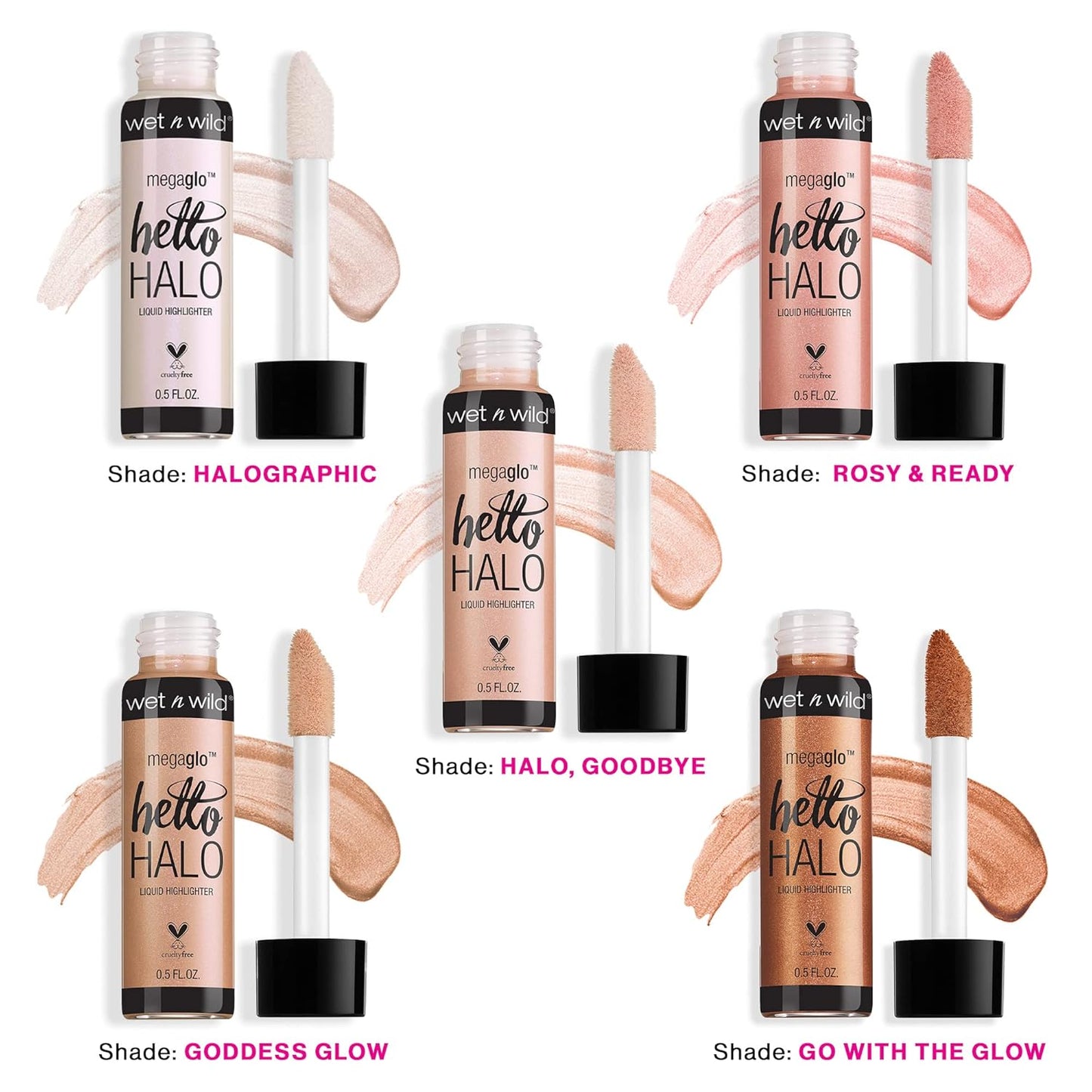 wet n wild MegaGlo Hello Halo Liquid Highlighter Makeup, Shimmer, Glow Halographic