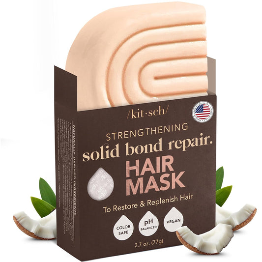 Kitsch Bond Repair Hair Mask – Strengthening Bond Repair Hair Treatment to Restore and Replenish - Hair Mask for Damaged Hair & Dry - Solid Hair Care for All Hair Types - Made in USA - 2.7 oz