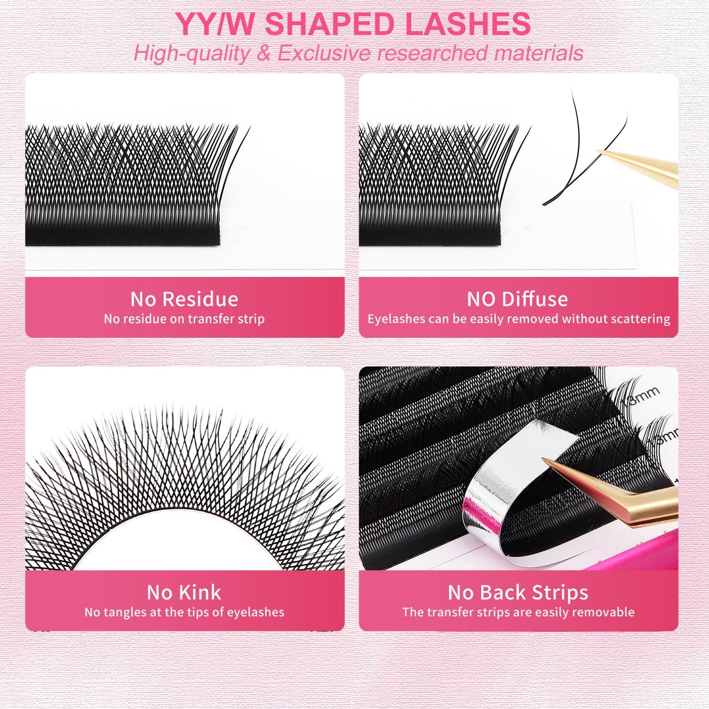 Lash Extensions YY Eyelash Extensions 0.07mm Thickness C Curl Lashes 8mm YY Lashes Soft Lash Trays Pestañas Pelo a Pelo Natural Matte black False Eyelashes Individual Lashes(YY-0.07-C,8mm)