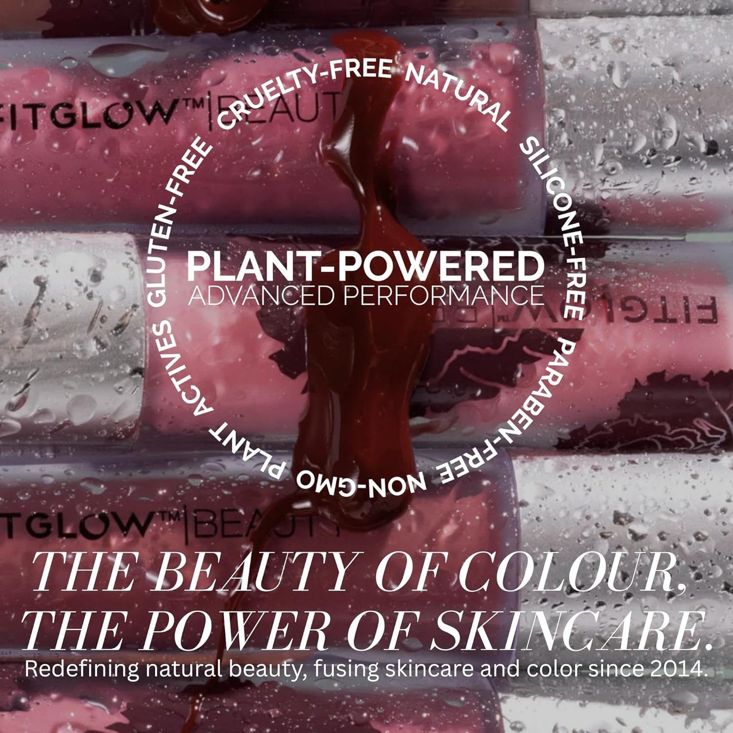FITGLOW Beauty Lip Colour Serum | Hydrating Lip Gloss | Plumping Anti-Aging Lip Treatment | Natural Shine with Pomegranate Sterols & Collagen | Buildable Color for Dry Chapped Lips | Rosé- 10g