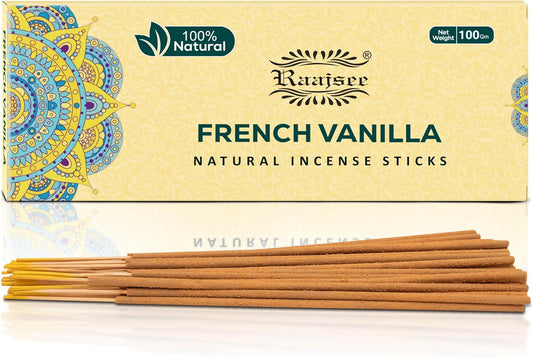 Raajsee Vnilla Incense Sticks 100 Gm Pack-100% Natural Insence Sticks -Organic Non Toxic - Charcoal Free - for Church,Aroma Therapy,Relaxation,Meditation