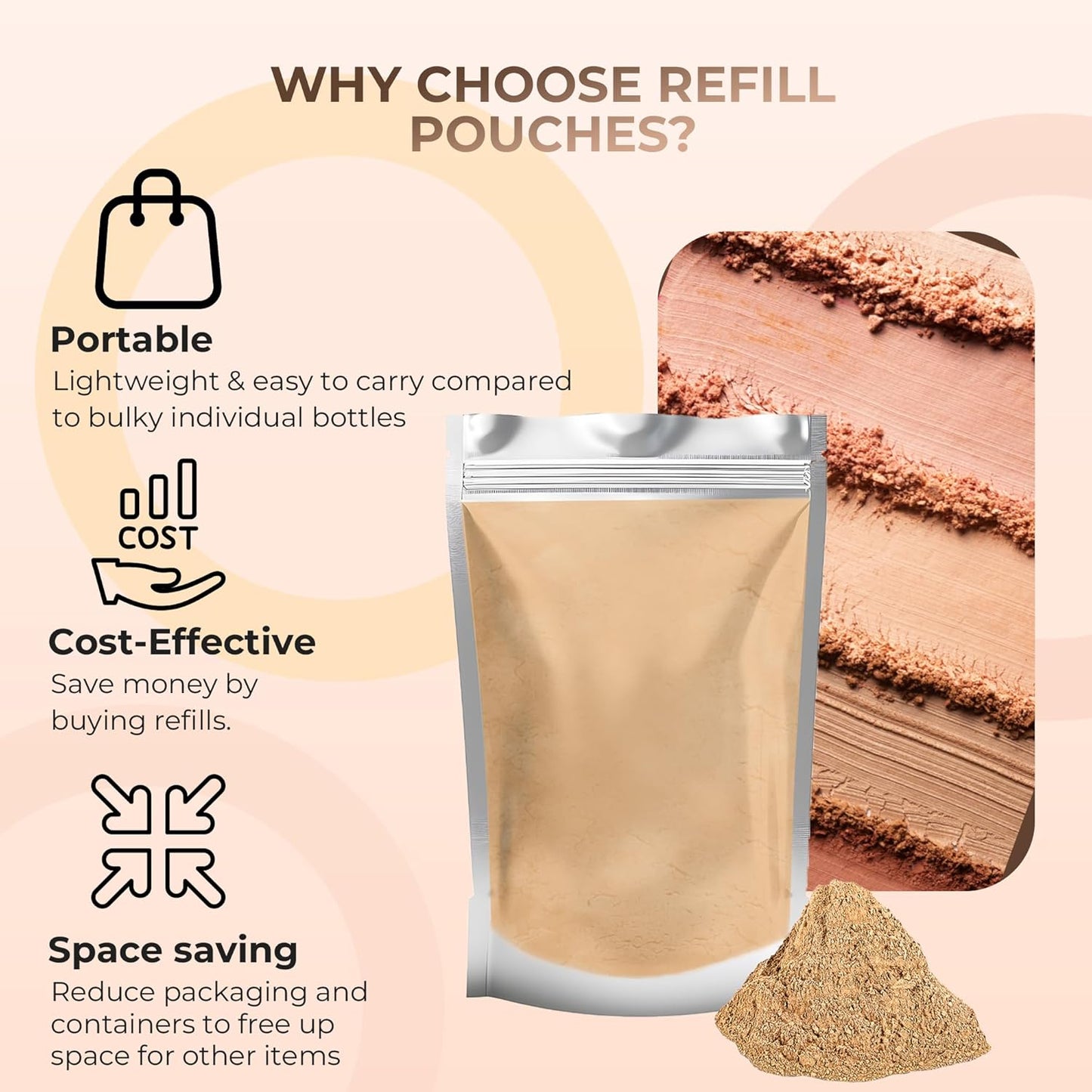 (8 Ounce) (Deep Tan) Foundation Powder Refill By Sweet Face Minerals, Lightweight Mineral Loose Makeup Powder with SPF 20, Full Coverage Flawless Finish, Talc-free, Cruelty-Free, Refillable Pouch
