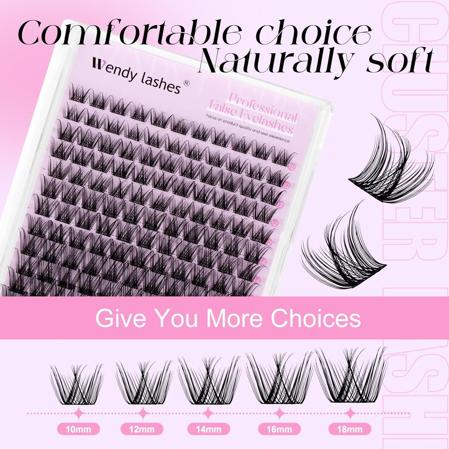 WENDY Lashes Clusters Kit DIY Eyelash Extension with Eyelash Curler Black Cluster Eyelash Extensions Individual Lashes Kit Wispy Soft Eyelash Extensions (Kit,WD01-0.07D,10-18mm）