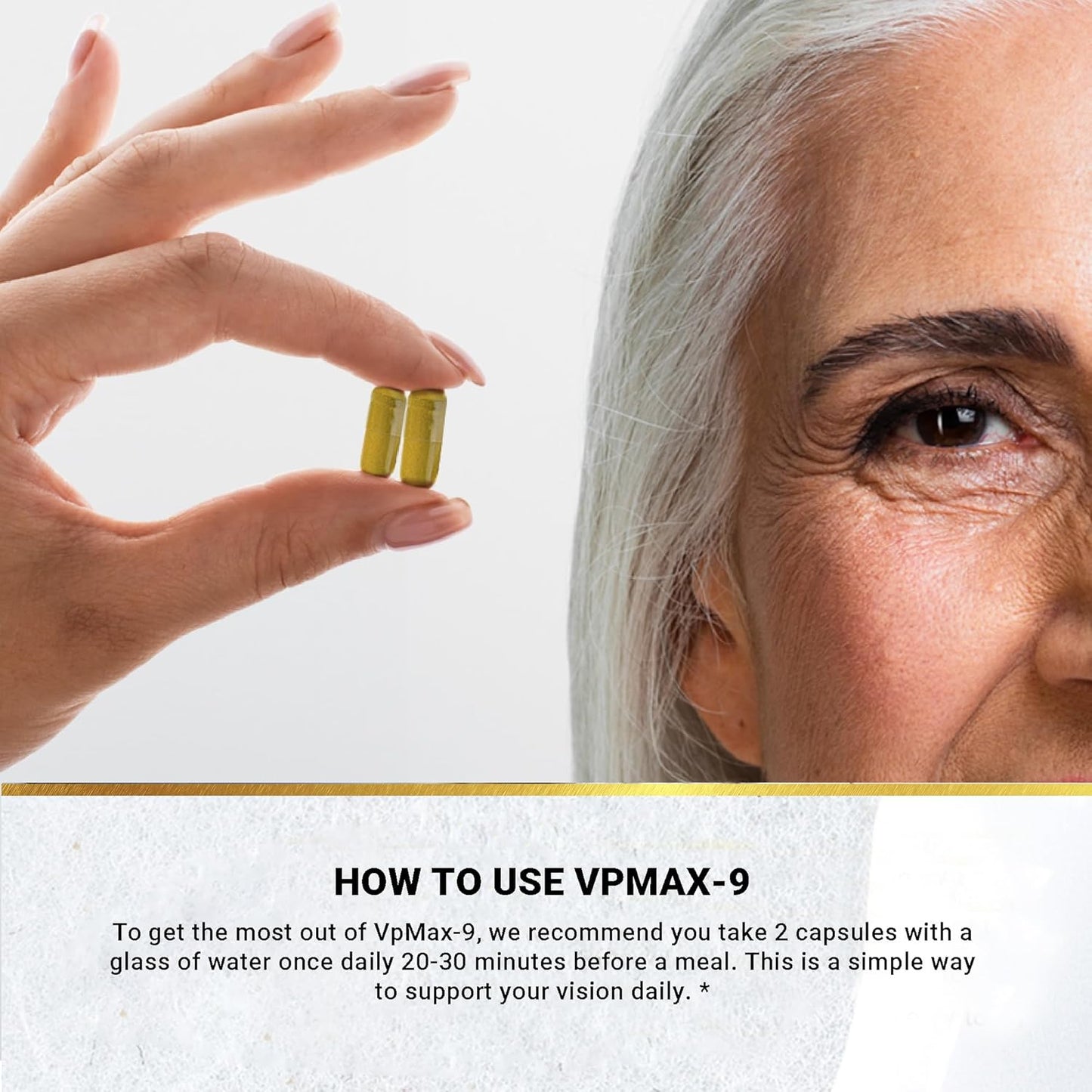 Golden After 50 VpMax-9 - Sight Care and Antioxidant Supplement with Eye Vitamins, Lutein, Lycopene and Bilberry Extract - 3 Bottles