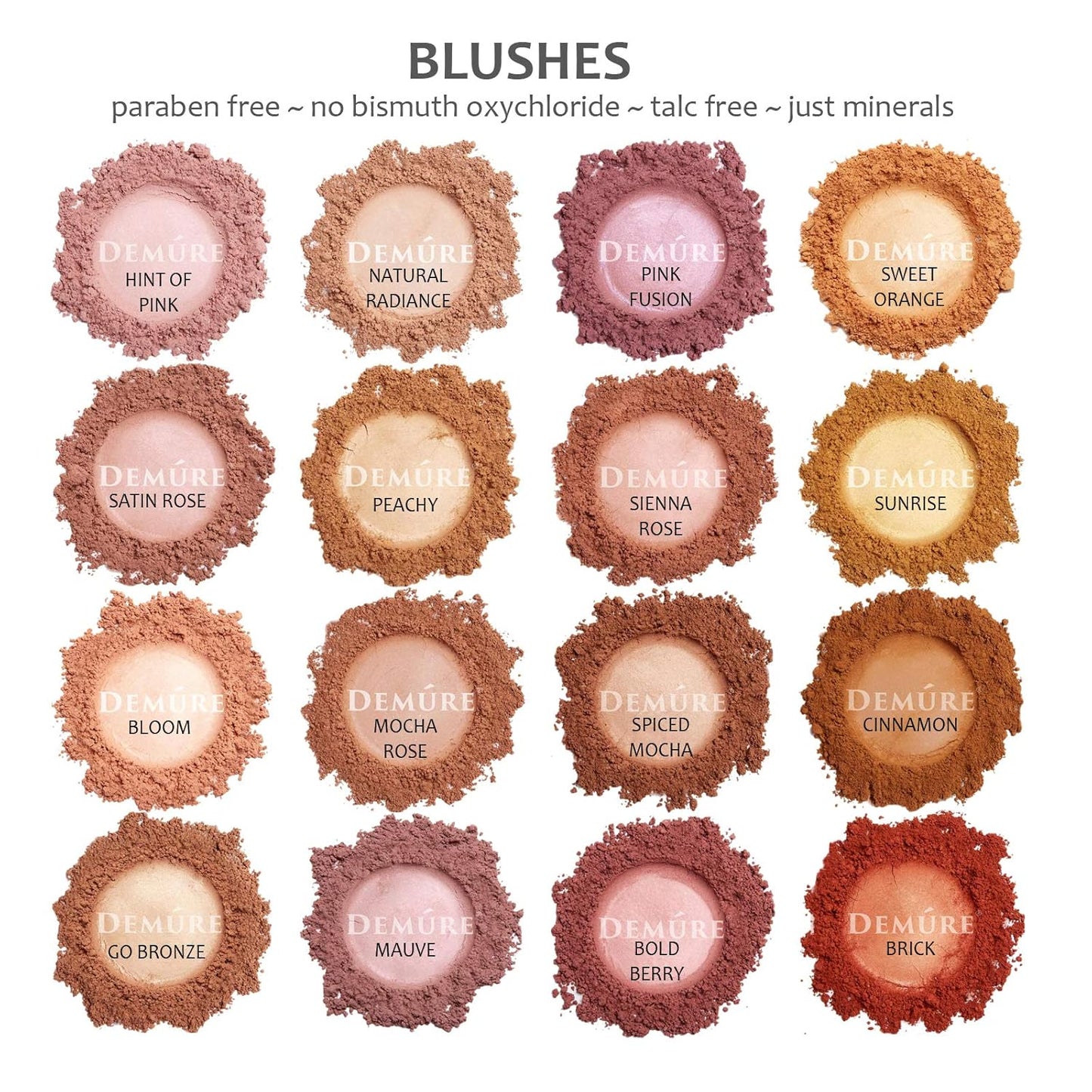 Demure Mineral Make Up Blush | Brick | Loose Powder - Natural, Professional, Cruelty Free
