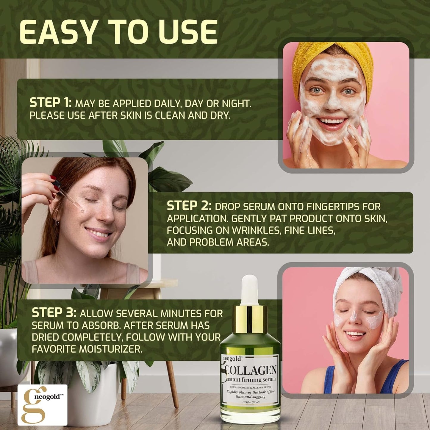Collagen Serum for Face - Plump and Firm Skin, Natural Ingredients, Non-Greasy, Fast Absorbing