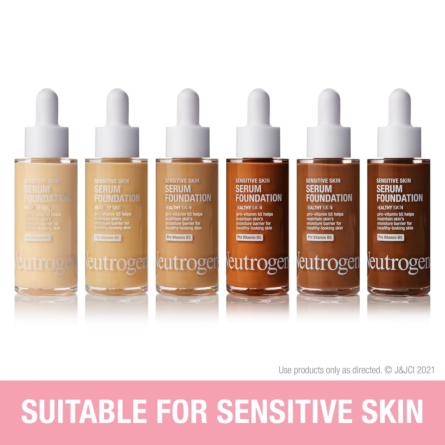 Neutrogena Healthy Skin Sensitive Skin Serum Foundation with Pro-Vitamin B5, Color Correcting & Pore Minimizing Liquid Foundation & Face Serum, Buildable Coverage, Light 03, 1 oz