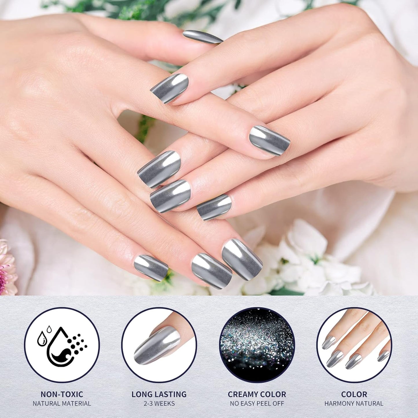 Artdone 36 Jars Chrome Nail Powder Nail Art Fimo Decoration Metallic Mirror Effect Holographic Aurora Chameleon Pigment Powder 1g/Jar Pearl for Resin Craft & Nail Art