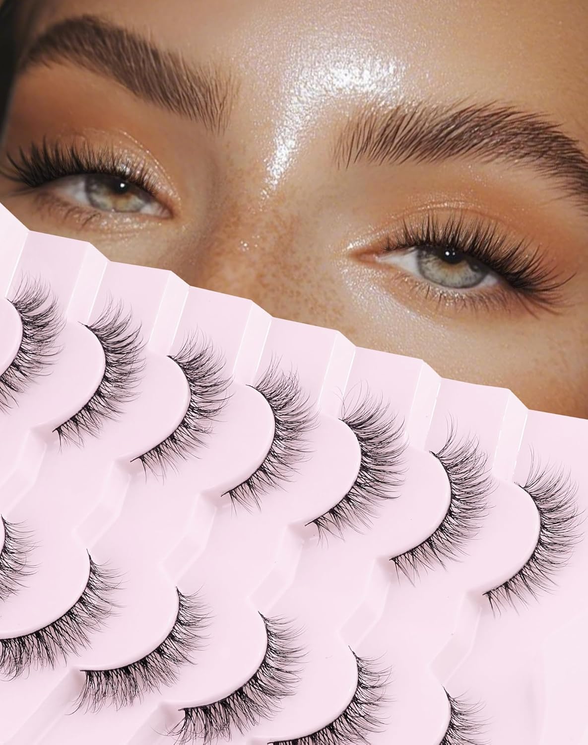 Natural Lashes Mink Natural Eyelashes False Eyelashes Natural Look False Lashes Wispy Eye Lashes Cat Eyelashes Fake Lashes UK222