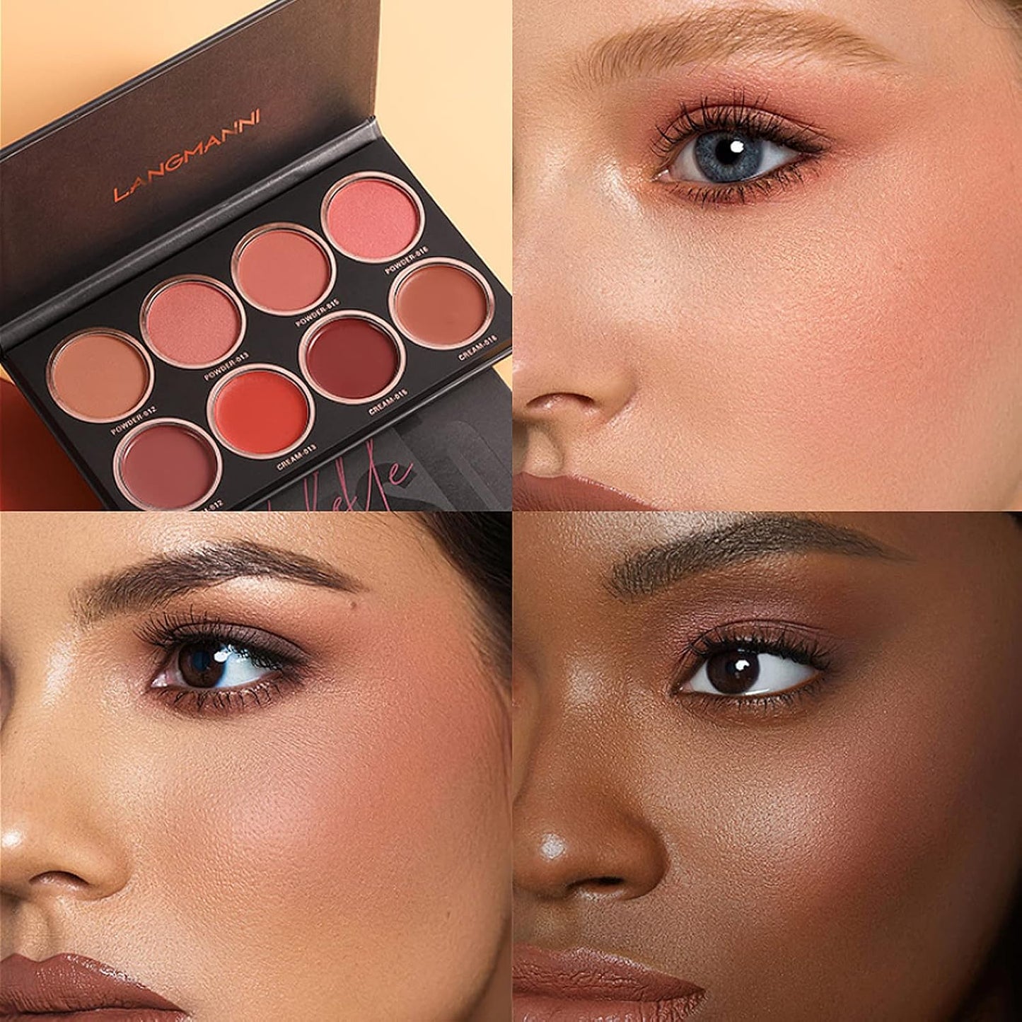 8 Colors Blush Palette, Matte Light Luxury Blush Powder Bright Shimmer Face Blush, Contour and Highlight Blush Palette, Professional Facial Beauty Cosmetic Makeup Blush