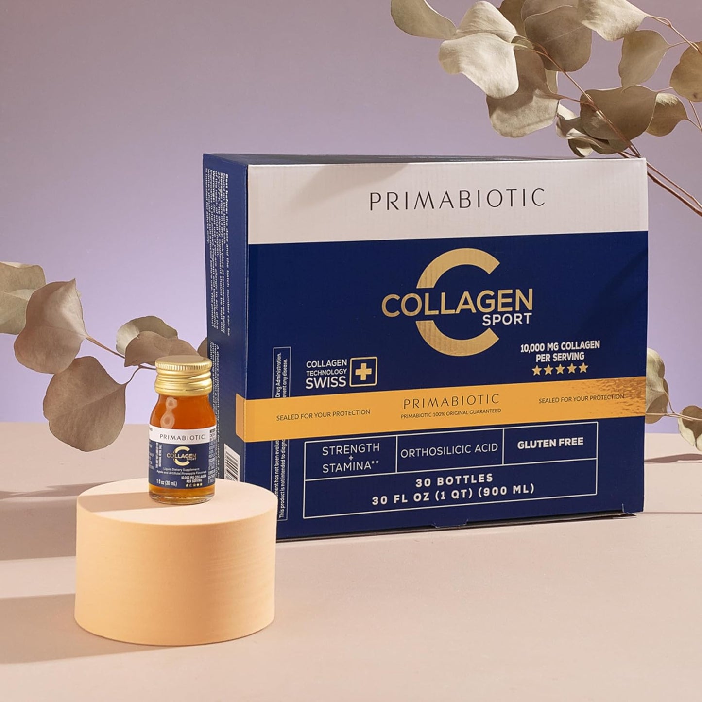 Liquid Collagen Sport- High Collagen Content [10,000 Mg] Per Serving - Hydrolyzed Collagen Drink and 12 Vitamins Orthosilicic Acid | Helps Bone Health, Hair, Nails | (30 Bottles x 30 ML)
