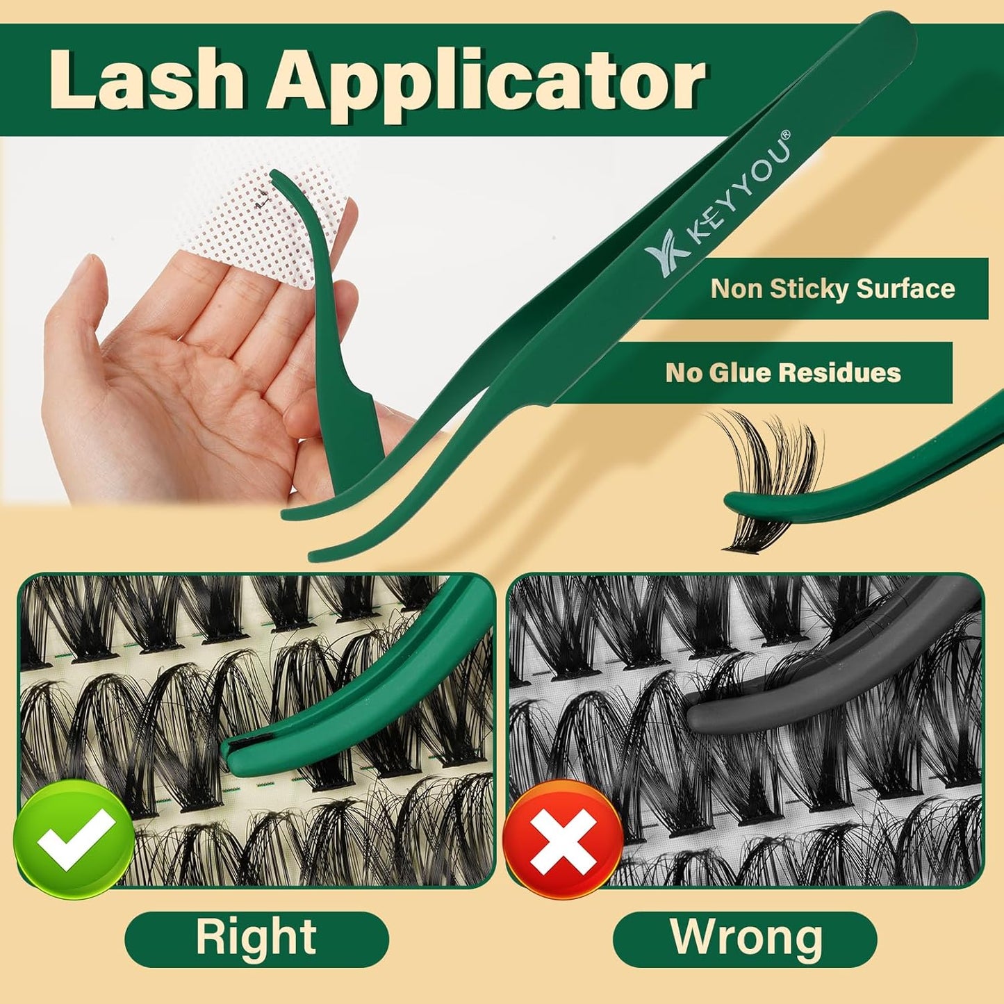 KEYYOU DIY Lash Extension Kit 300pcs Soft Lash Clusters 60D C Curl Easy to Apply with Lash Bond and Seal Lash Applicator Lash Remover Eyelash Extension Kit at Home(RMkit-60D-C-9-18mix)
