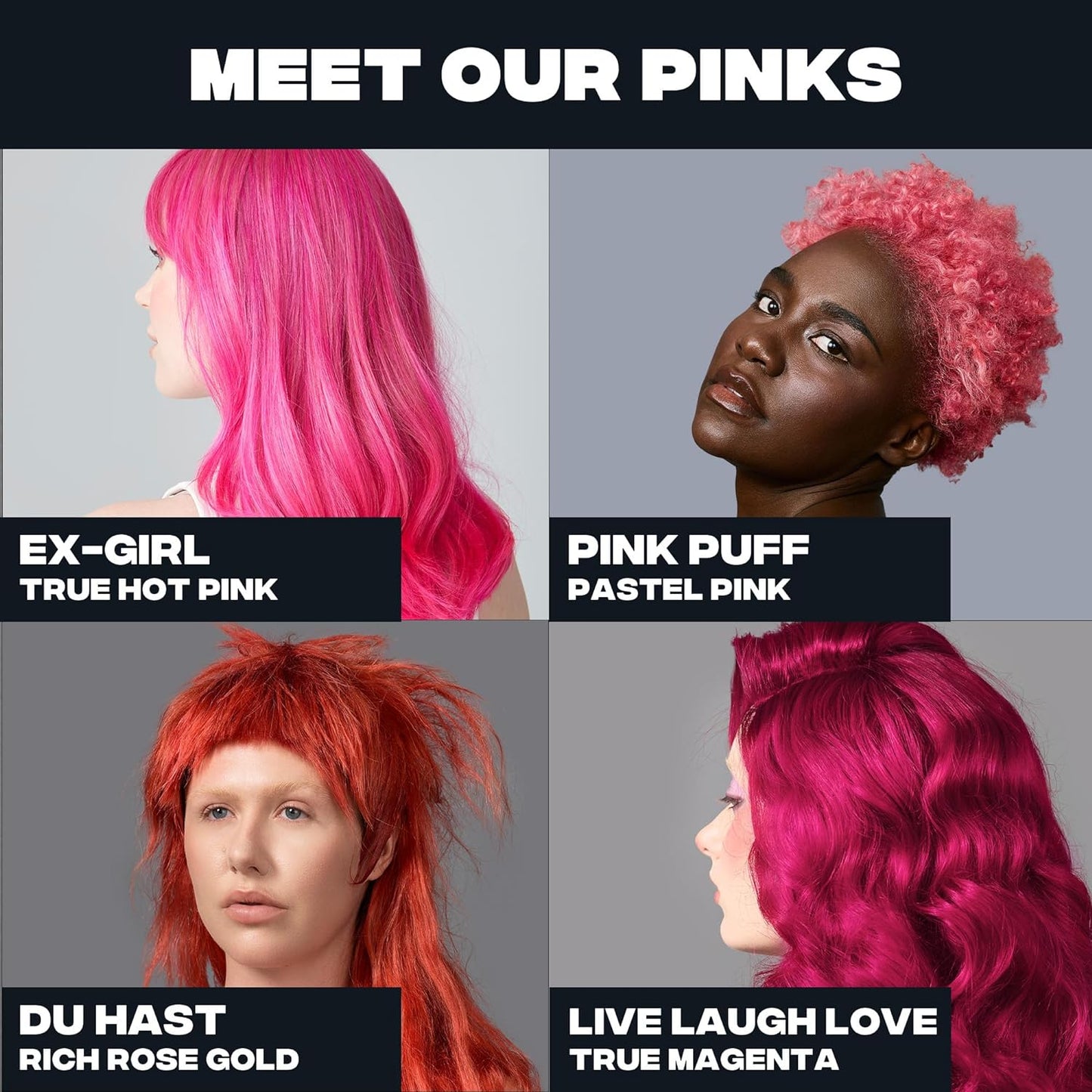 Good Dye Young Semi-Permanent Hair Color, Vegan and Cruelty-Free Magenta Pink Hair Dye, Last up to 24 Washes, Non-Damaging Conditioning Hair Color (5FL OZ, Live Laugh Love)