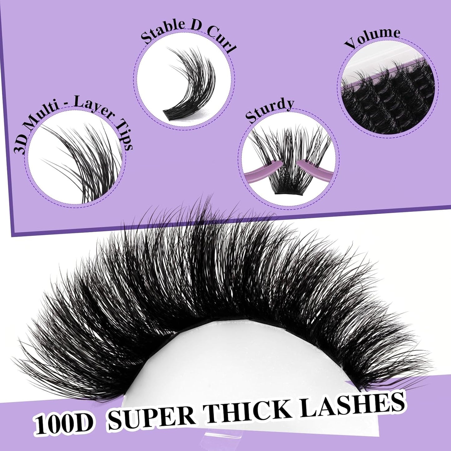 B&Qaugen Lash Clusters Kit 192PCS Lash Extension Kit 3D Eyelash Extension Kit 100D 10-18 Mixed Wispy DIY Lash Extension Kit Voluem Thick Waterproof Lash Clusters Kit (100D-D-10-18MIX)