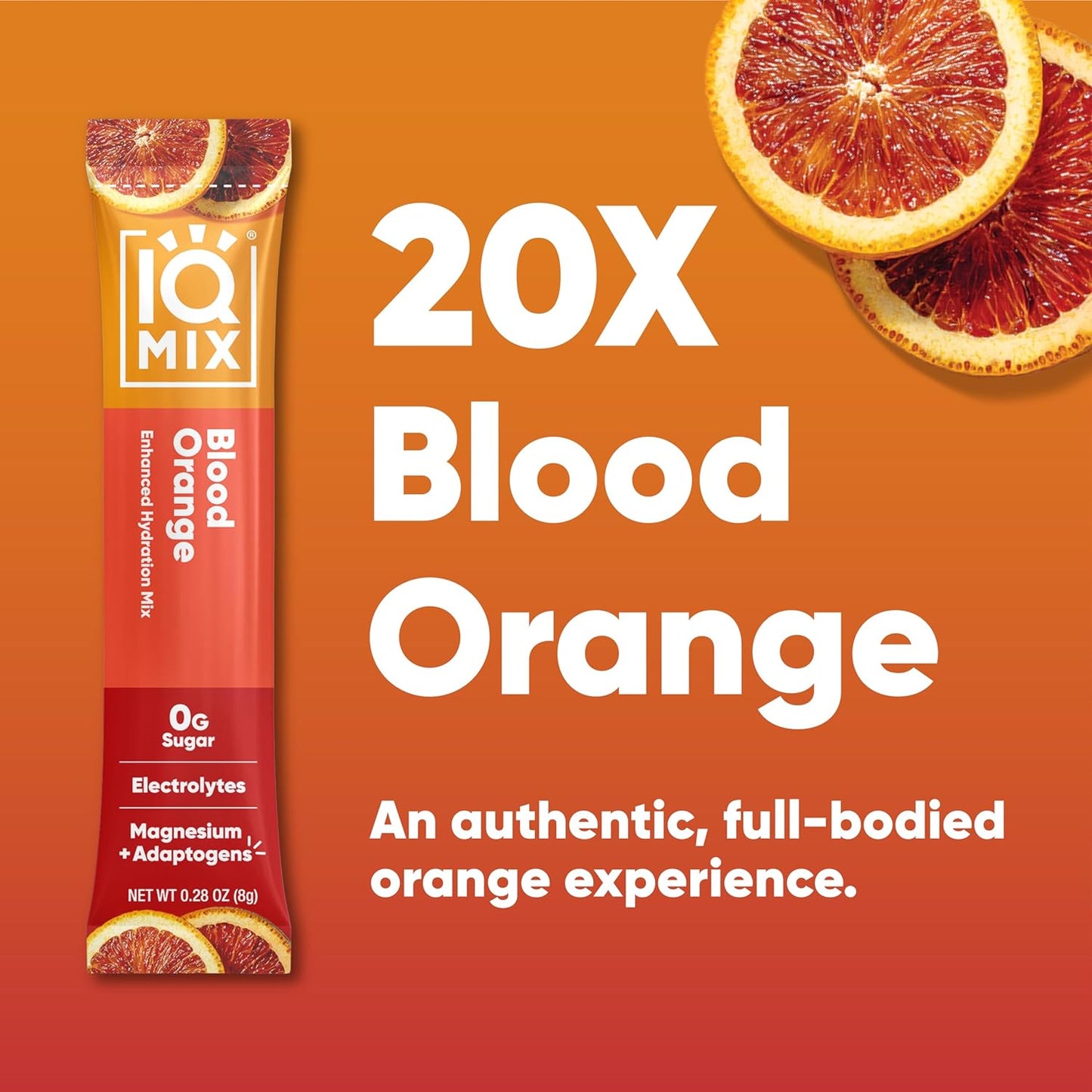 IQMIX Hydration Electrolyte Powder – 4-in-1 Formula for Hydration, Mental Clarity, Mood and Recovery – Sugar-Free Drink Mix, Keto, Magnesium L-Threonate, Lion’s Mane – 20 Count Blood Orange