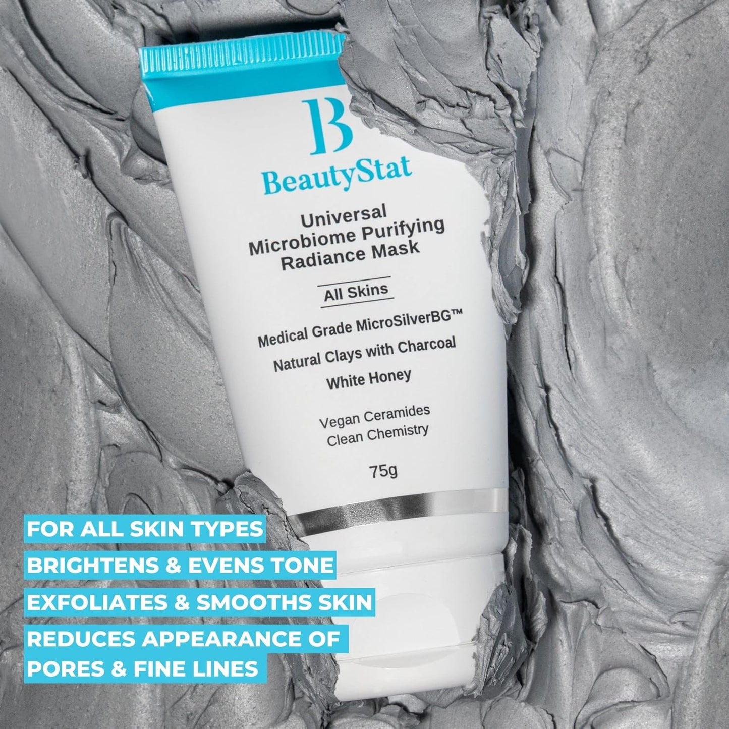BeautyStat Universal Microbiome Purifying Radiance Mask, Cleansing Mask to Help Dimish Appearance of Pores + Purify Skin with Natural Clays (2.5 oz)
