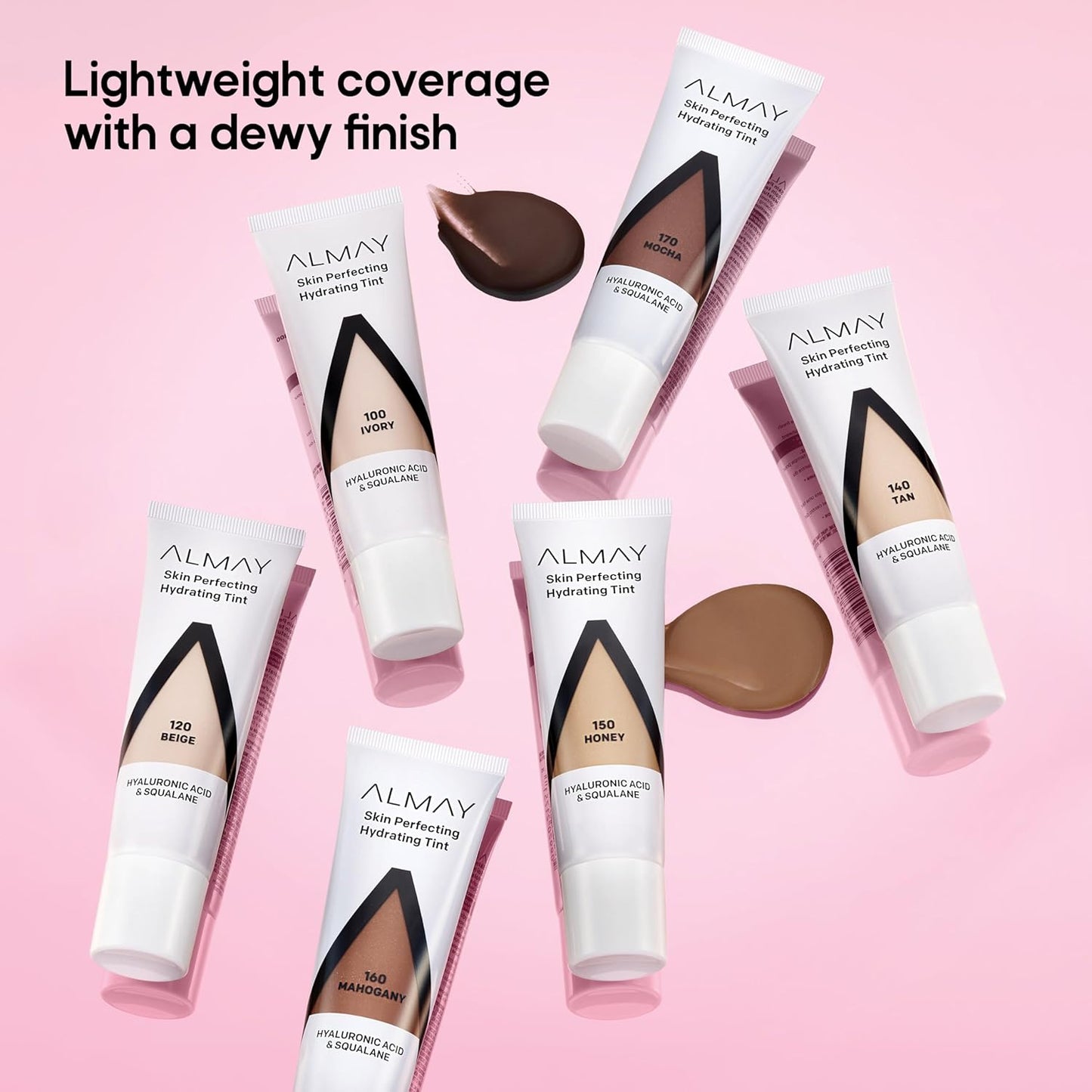 Almay Hydrating Liquid Foundation Tint, Lightweight with Light Coverage, Naturally Dewy Finish, Hypoallergenic, Dermatologist TestedFragrance Free, 130 Sand, 0.94 fl oz.